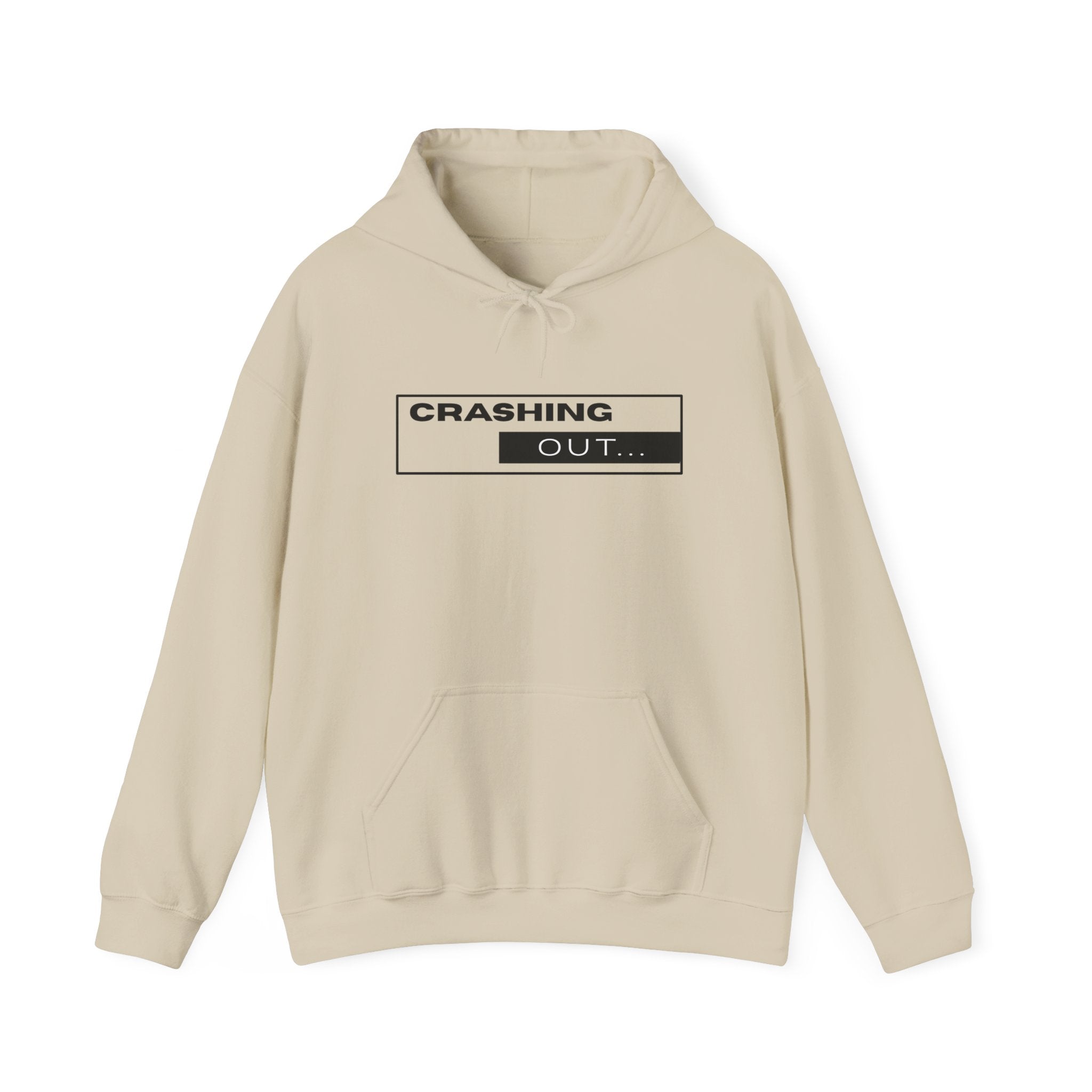Crashing Out Minimalist Hoodie — 'Crashing Out' Text Graphic Pullover