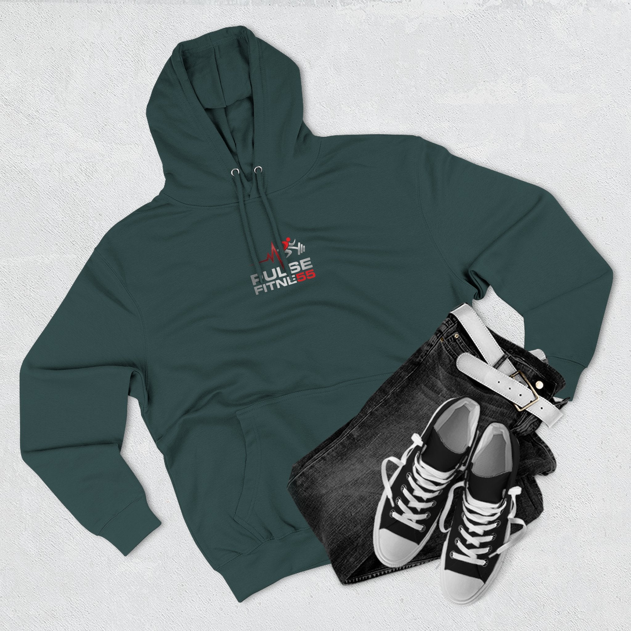 Fitness Pulse Hoodie — 'Pulse Fitness 55' Motivational Gym Sweatshirt