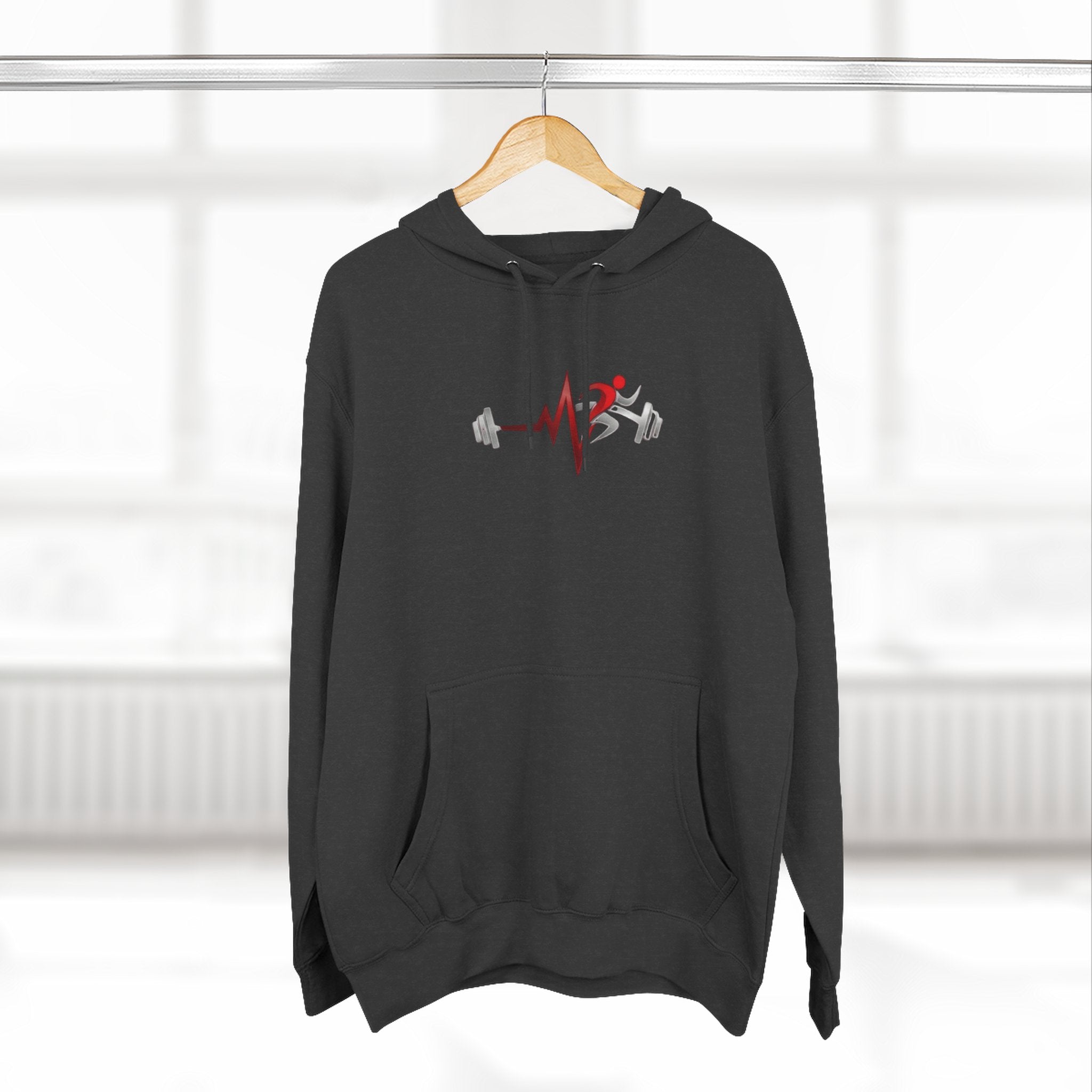 Fitness Heartbeat Hoodie — Weightlifting Pulse Graphic Hoodie