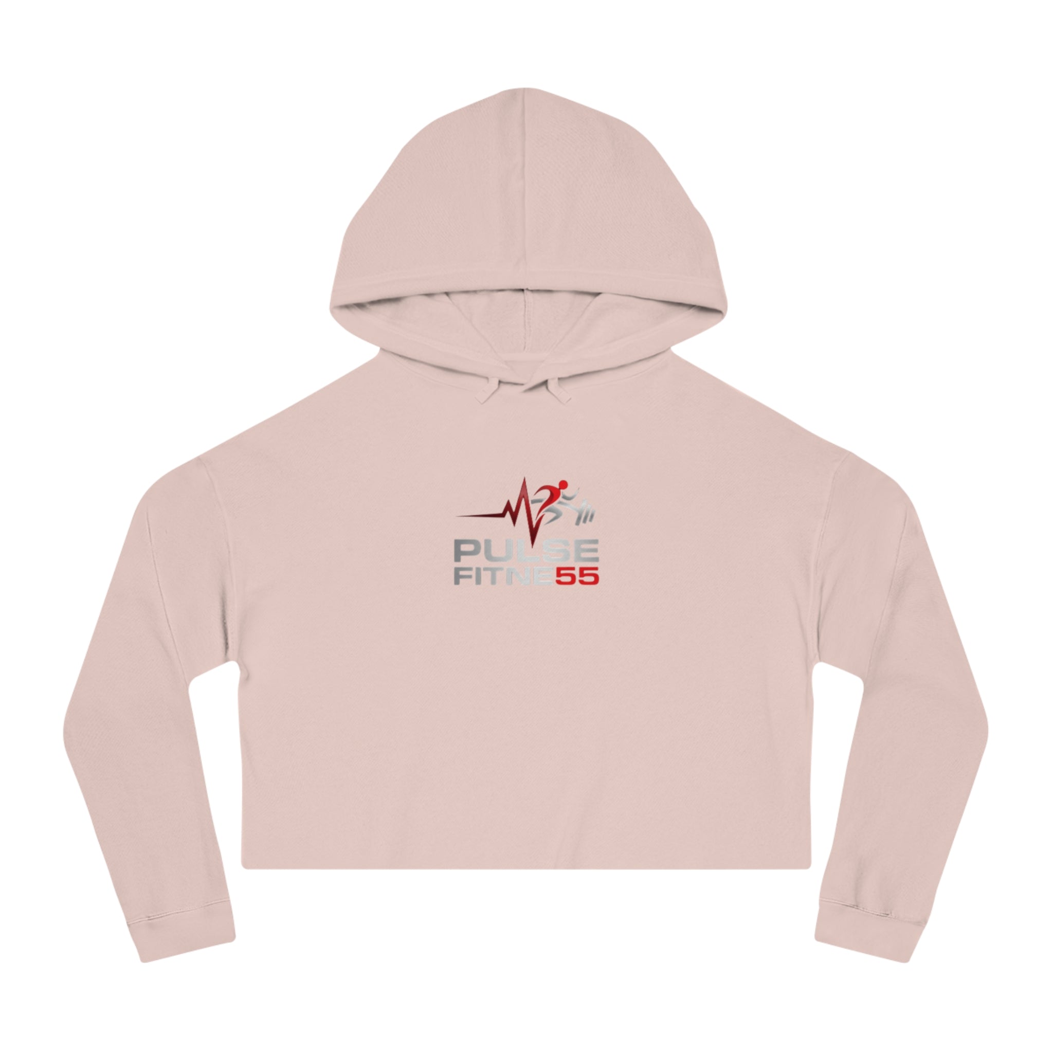 Pulse Fitne55 Women’s Cropped Hoodie — Athletic Logo Crop Top for Gym & Casual Wear
