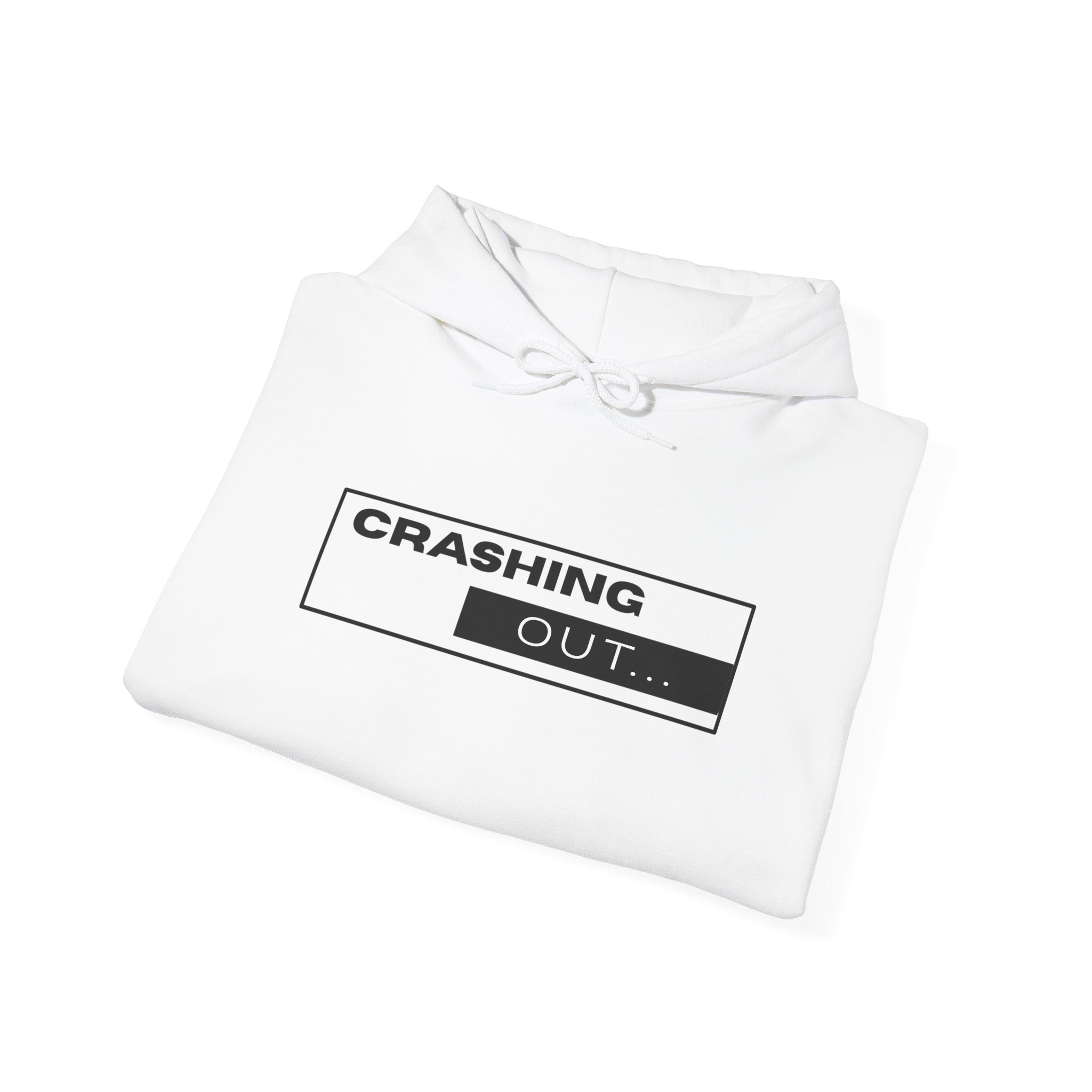 Crashing Out Minimalist Hoodie — 'Crashing Out' Text Graphic Pullover