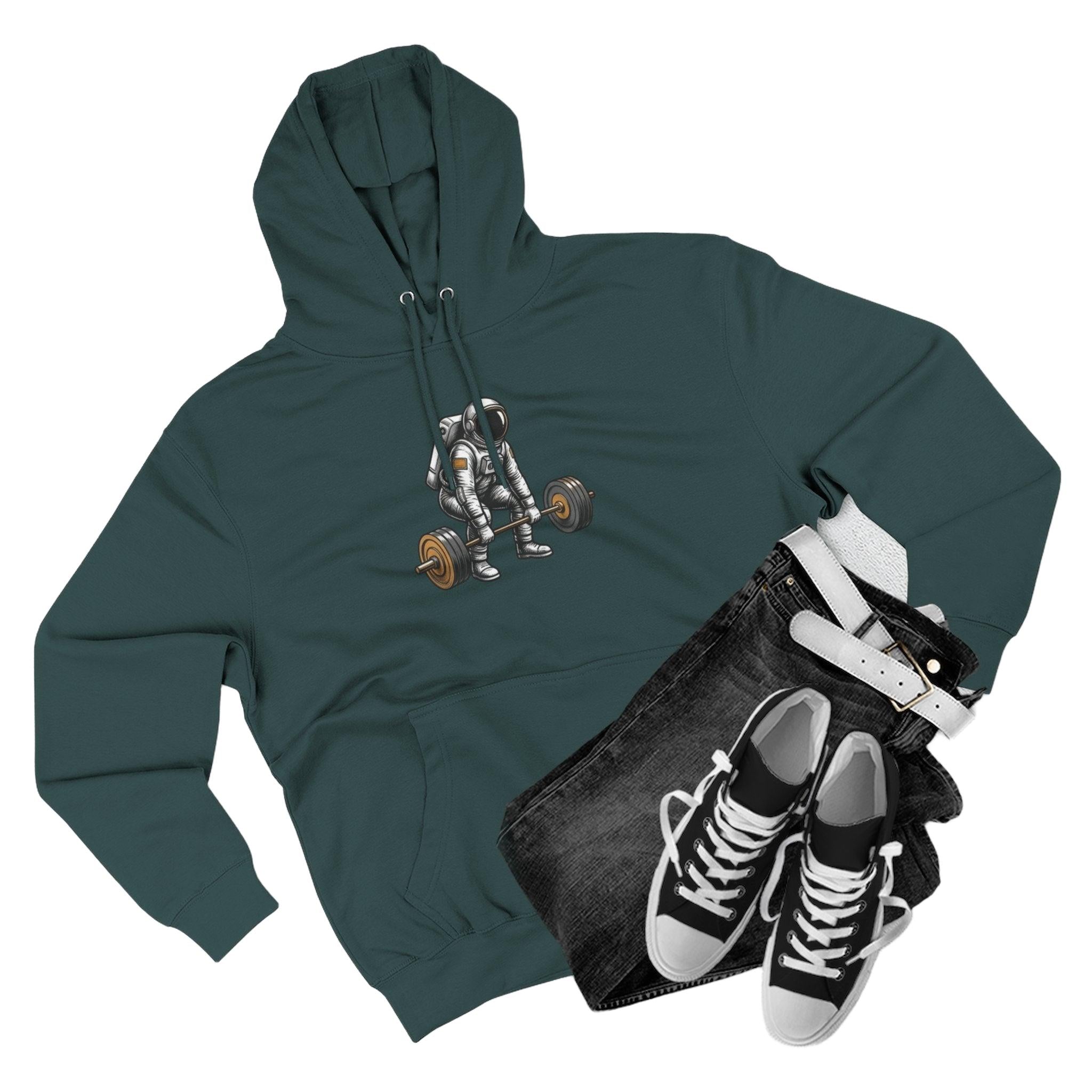 Fitness Hoodie — Barbell Deadlift Graphic Pullover (Pulse Fitne55 Logo)