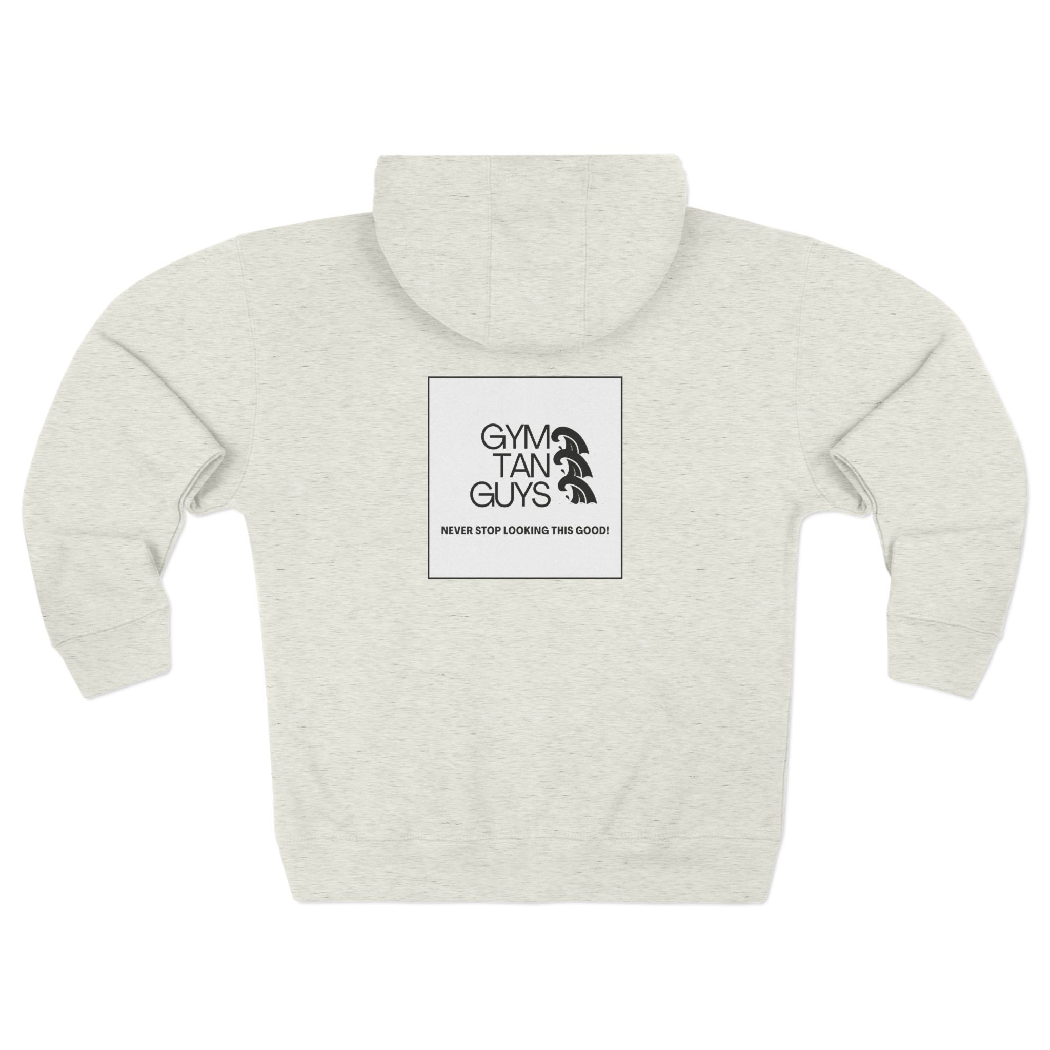 Womens Gym Tan Zip Hoodie — "Never Stop Looking This Good" logo