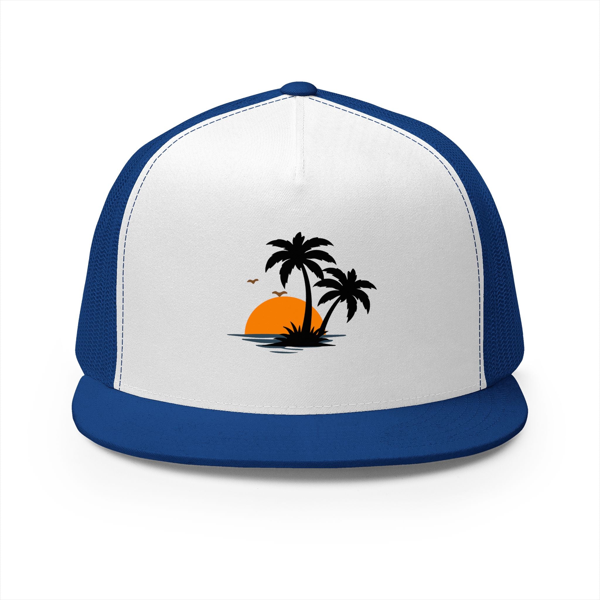 Trucker Cap — Sunset Palm Island Embroidered Beach Hat