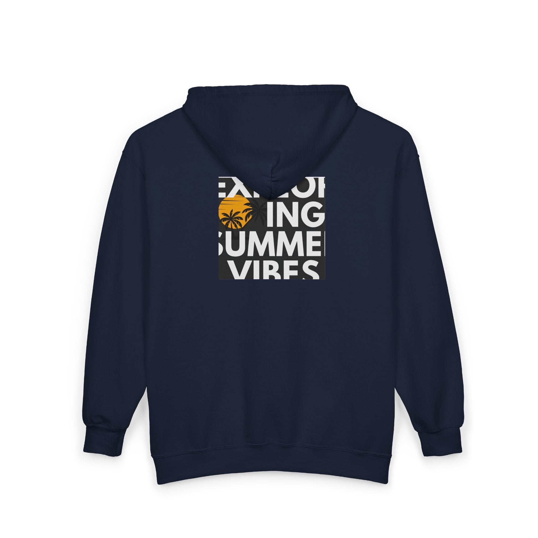 Tropical Sunset Zip Hoodie — "Exploring Summer Vibes" Graphic