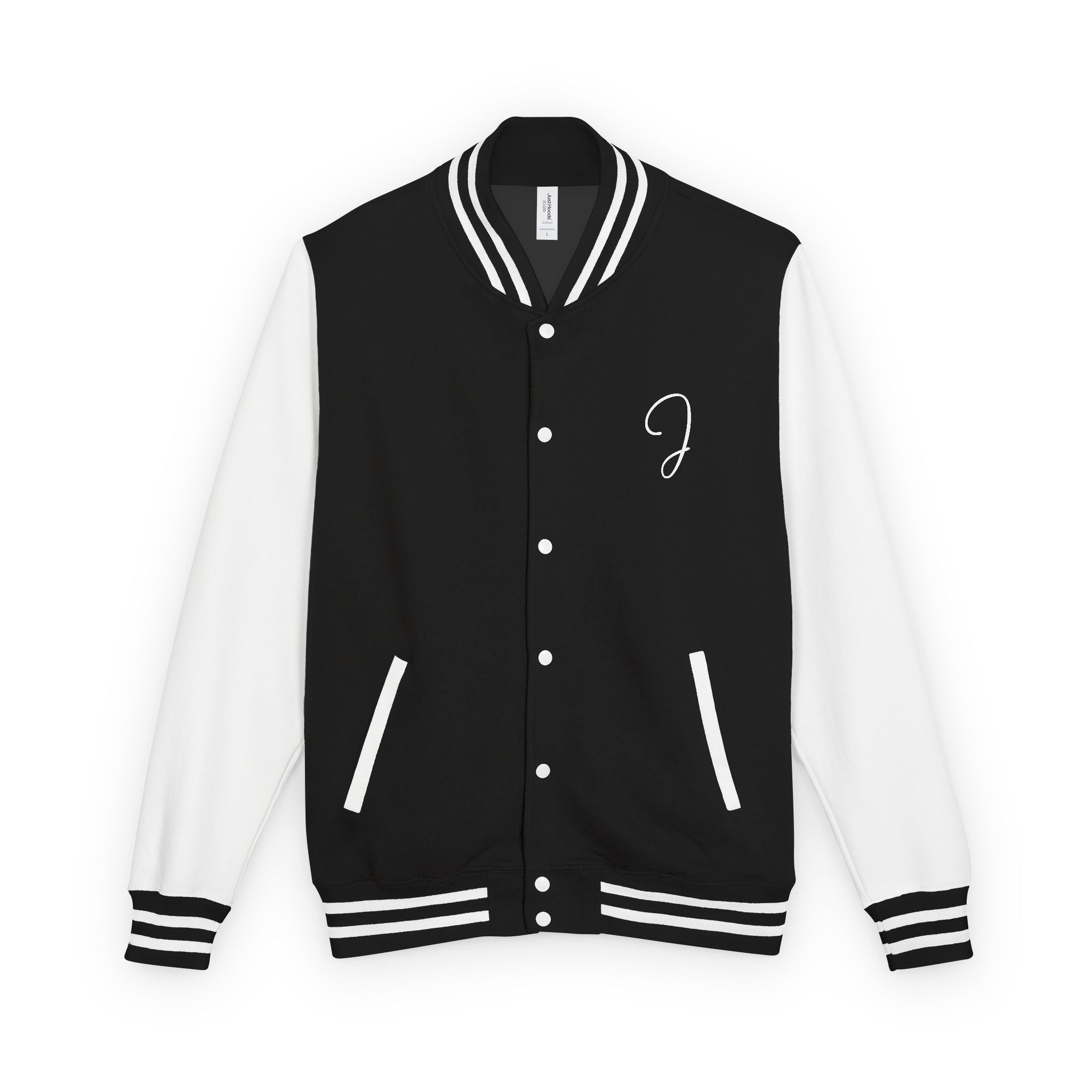 Jivanjee Designer  - Black & White Varsity Jacket with Script 'J' Initial and Signature Back