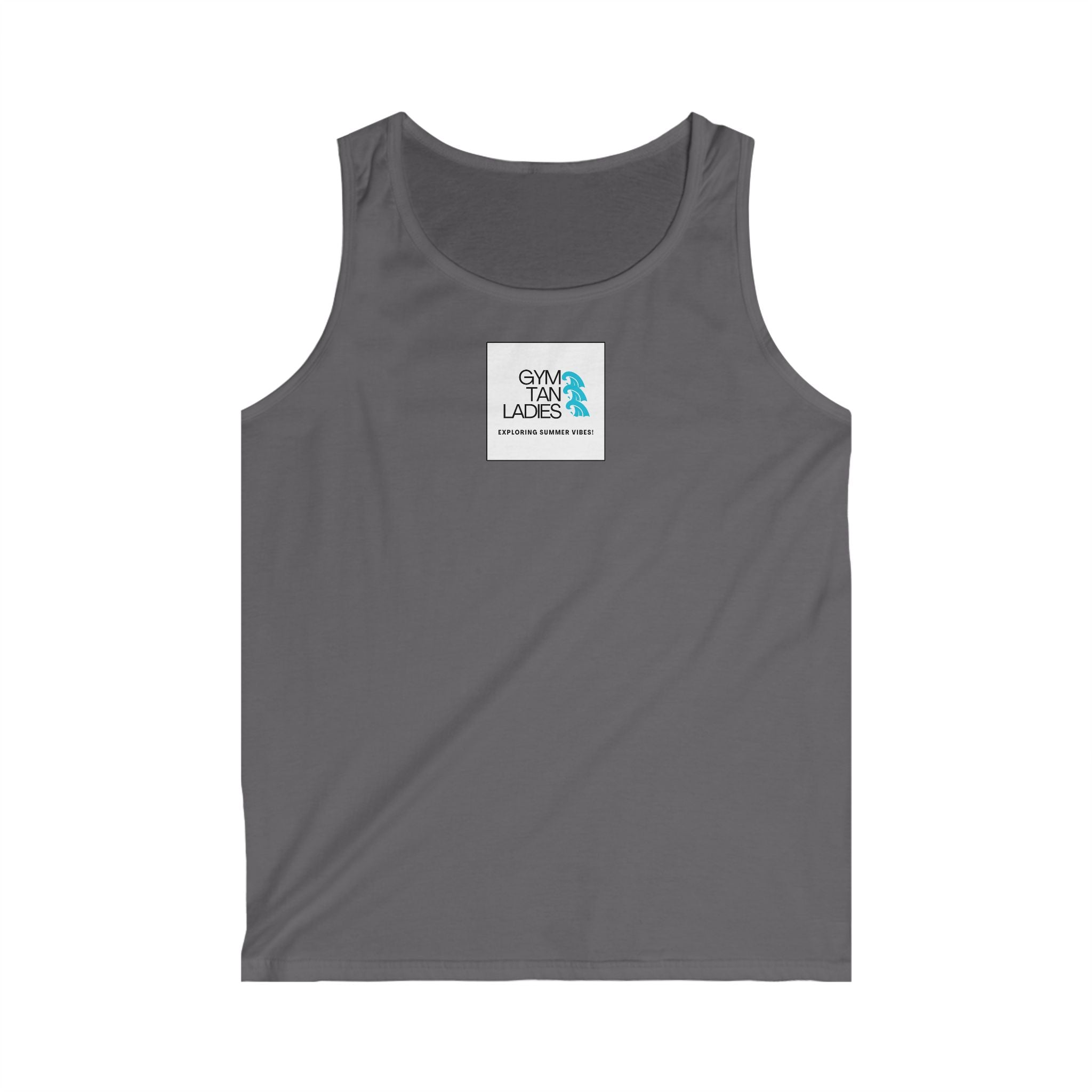 Mens Gym Tan Tank Top — "Exploring Summer Vibes" Beach Workout Tank