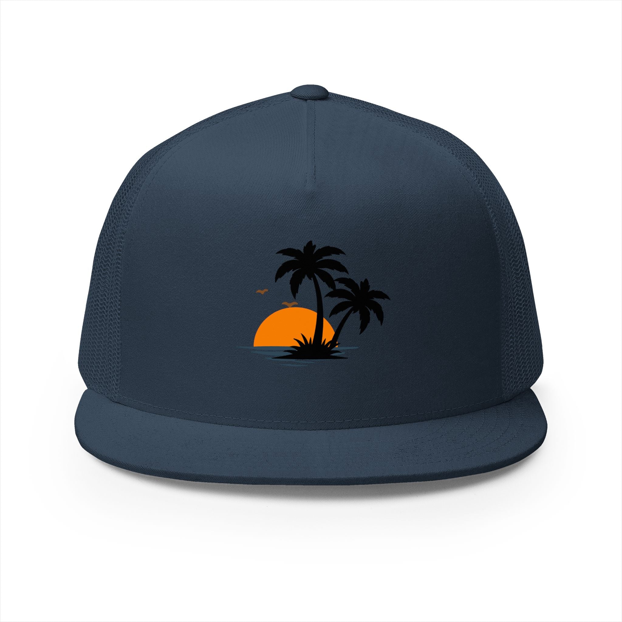 Trucker Cap — Sunset Palm Island Embroidered Beach Hat