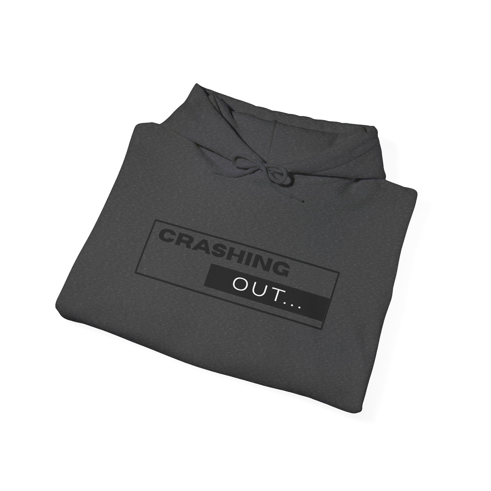 Crashing Out Minimalist Hoodie — 'Crashing Out' Text Graphic Pullover
