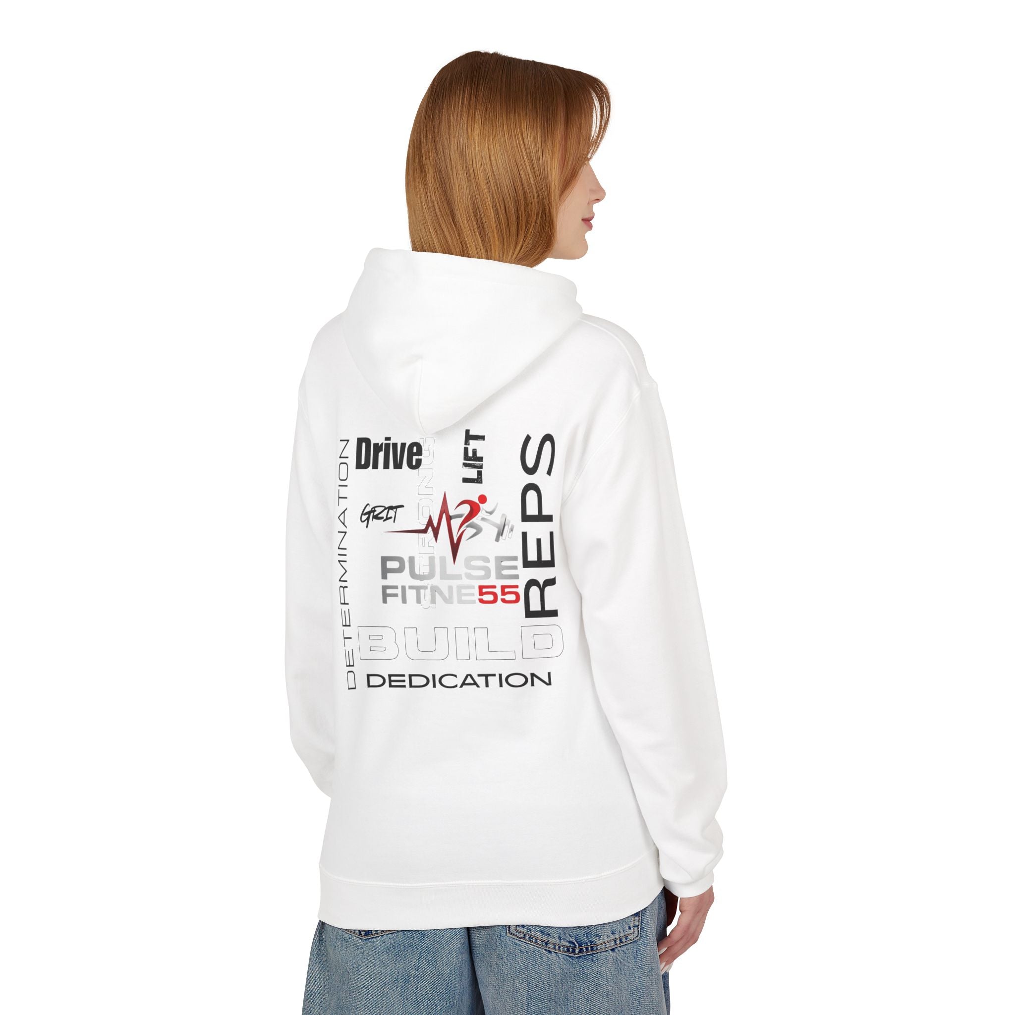 Pulse Fitne55- Midweight Softstyle Fleece Hoodie- rep/lift/drive logo