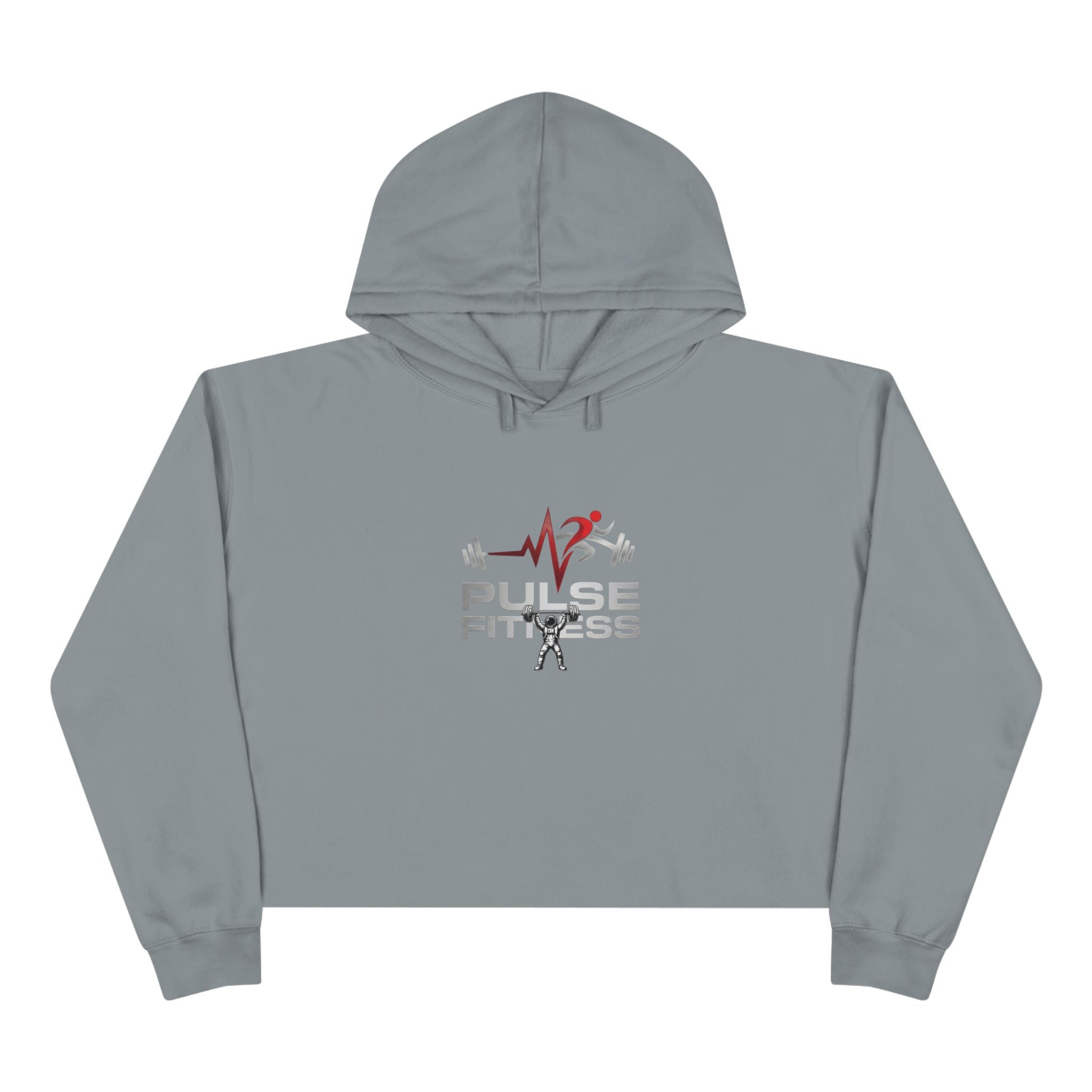 Pulse Fitne55 Crop Hoodie — Women's Gym Cropped Hoodie with Pulse Fitne55beat Barbell Logo