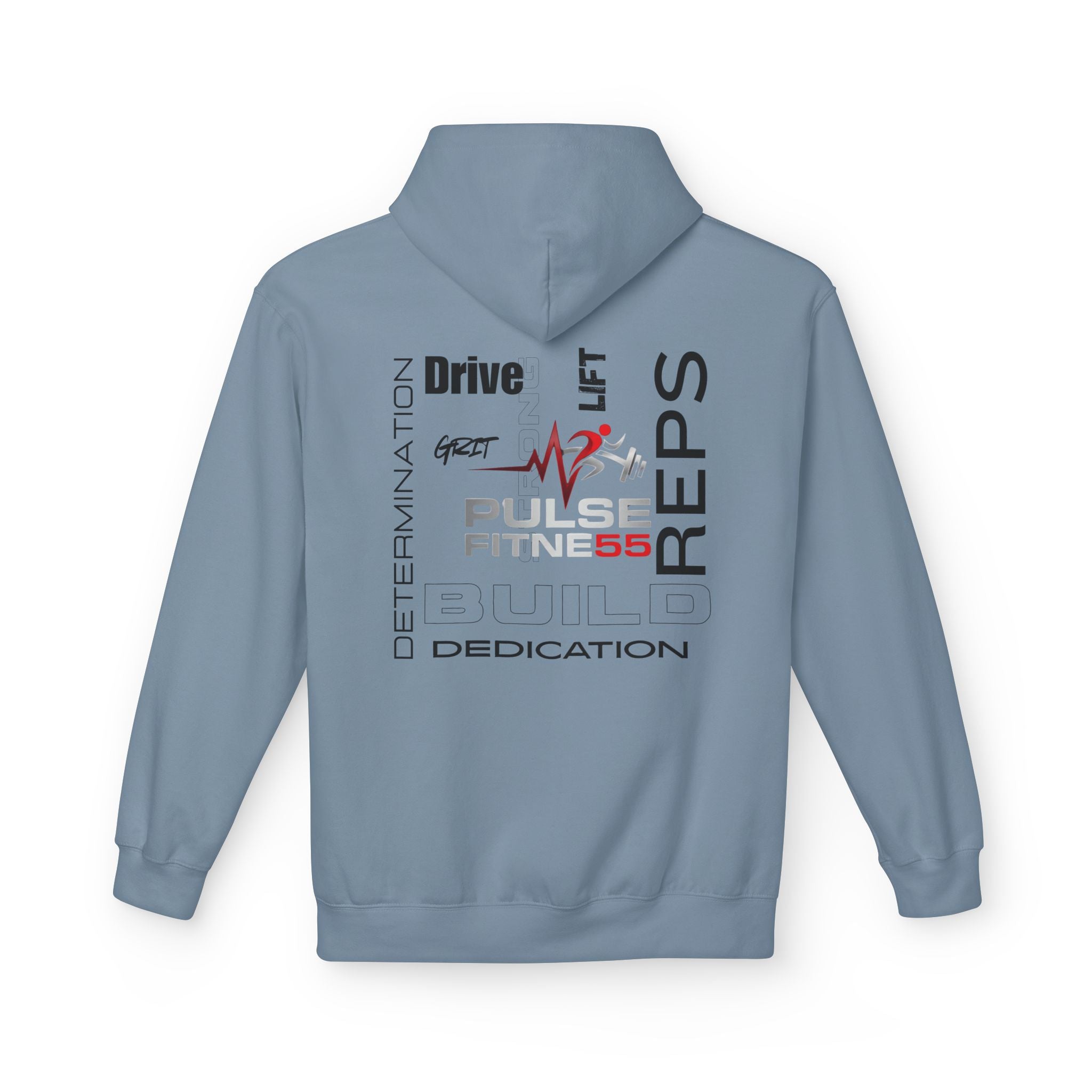 Pulse Fitne55- Midweight Softstyle Fleece Hoodie- rep/lift/drive logo