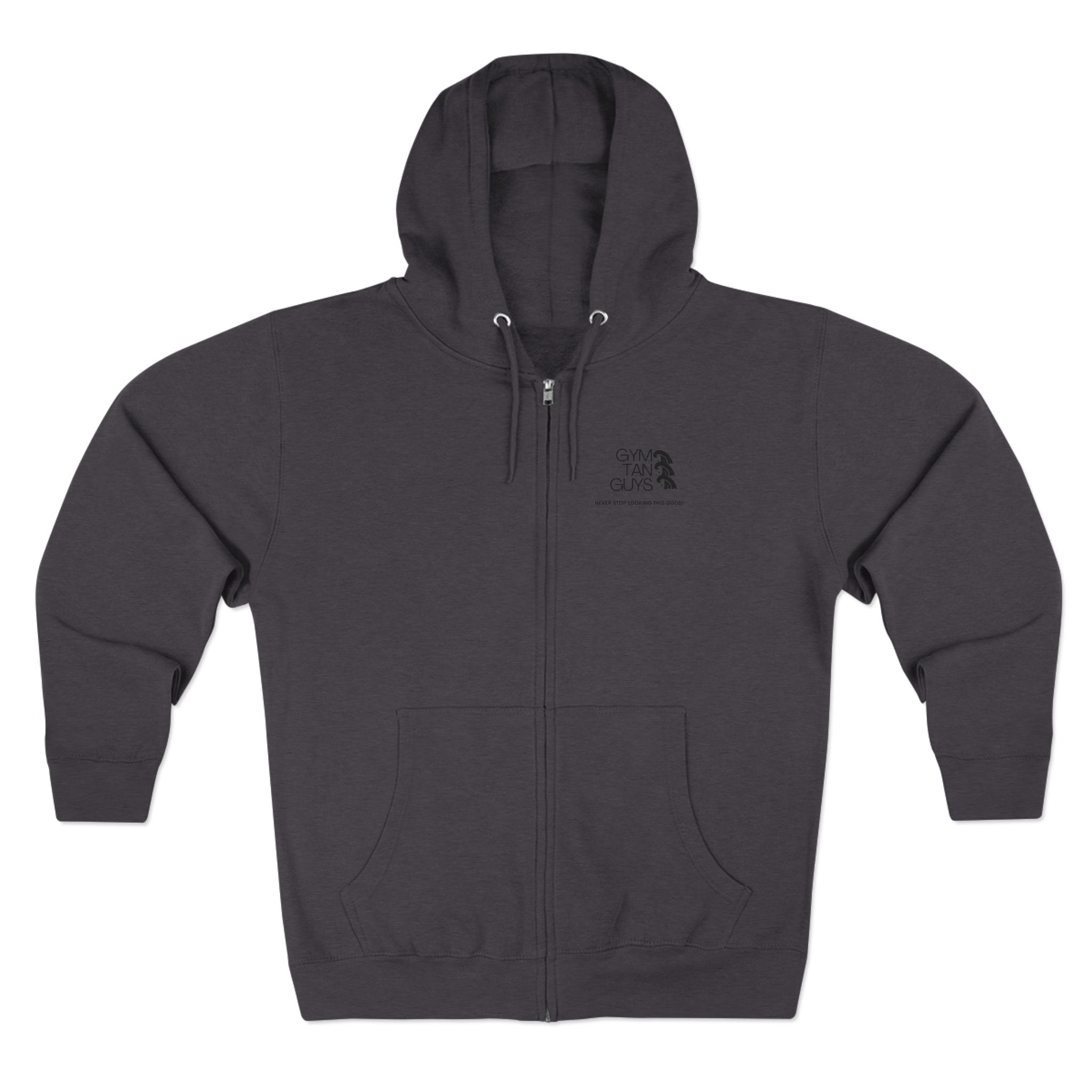 Womens Gym Tan Zip Hoodie — "Never Stop Looking This Good" logo