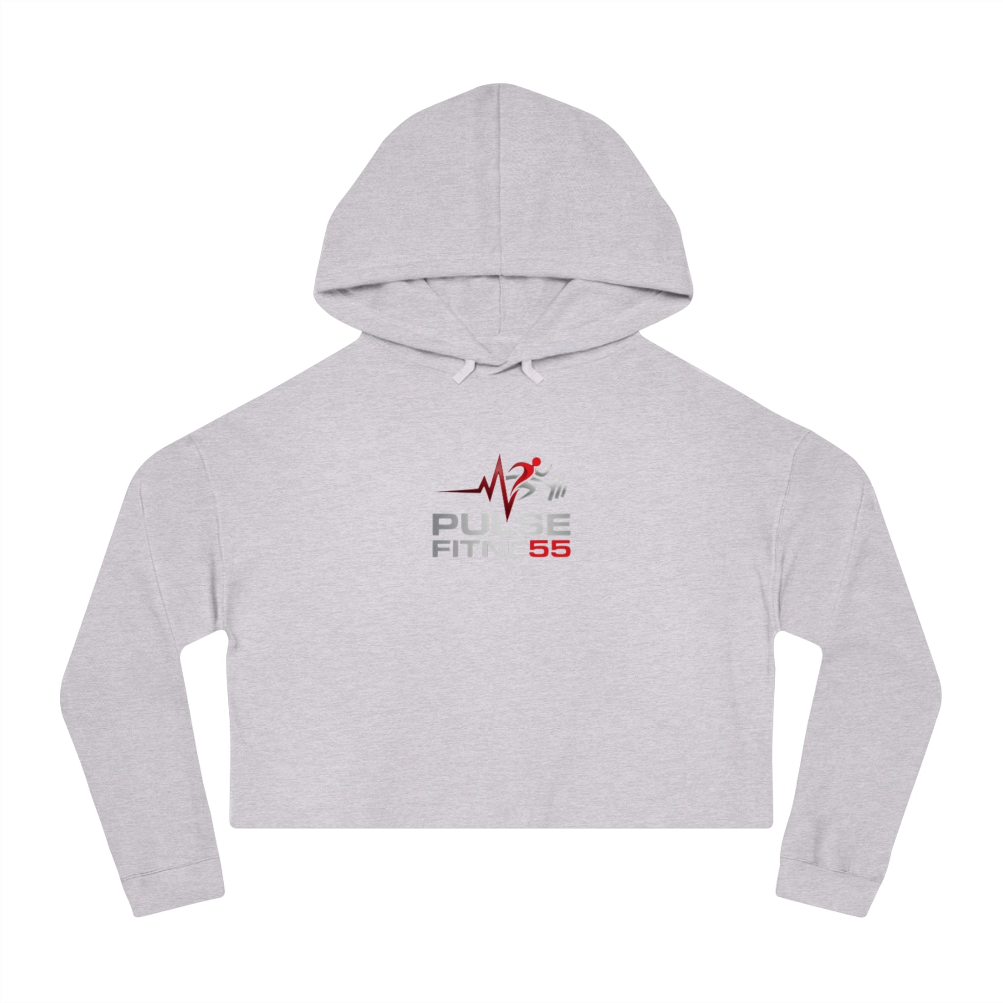 Pulse Fitne55 Women’s Cropped Hoodie — Athletic Logo Crop Top for Gym & Casual Wear