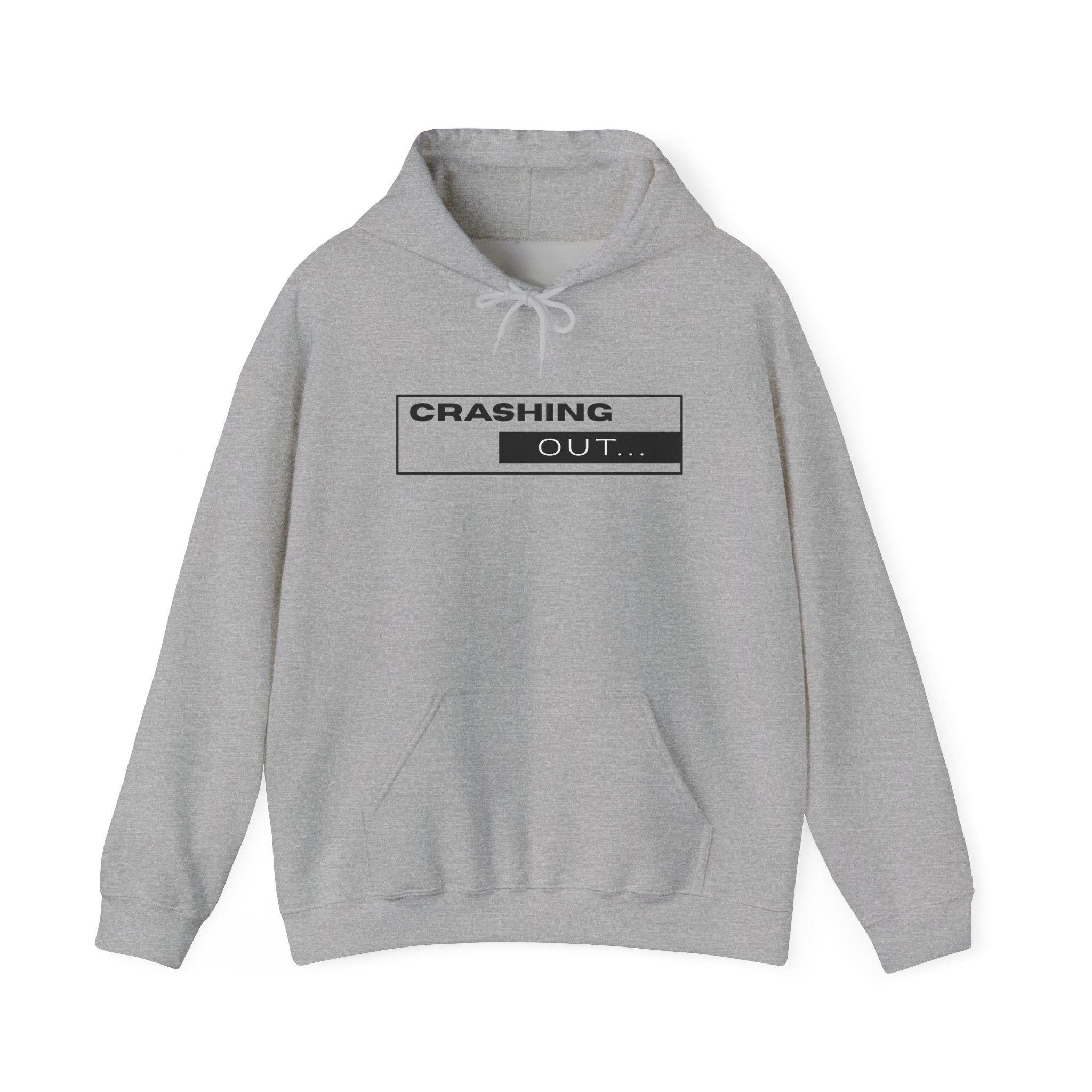 Crashing Out Minimalist Hoodie — 'Crashing Out' Text Graphic Pullover