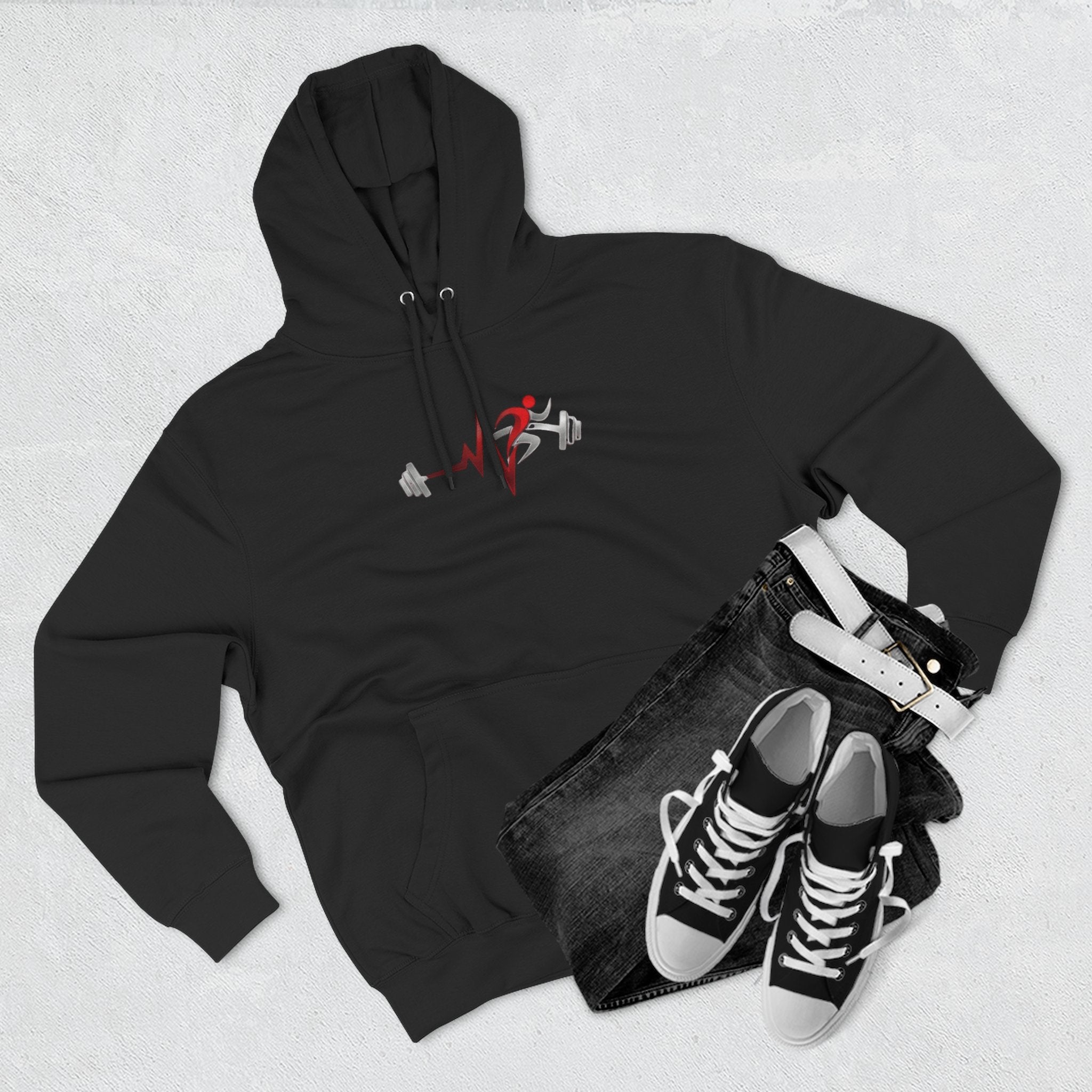 Fitness Heartbeat Hoodie — Weightlifting Pulse Graphic Hoodie