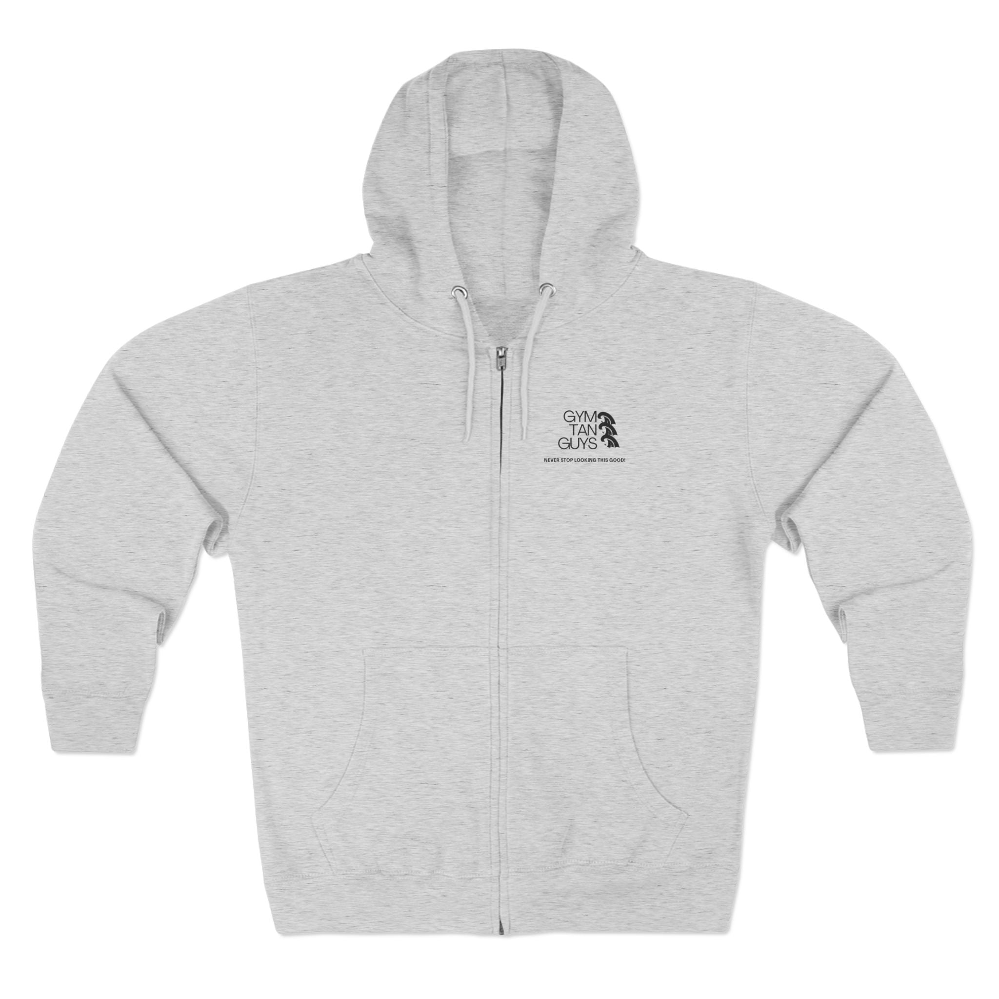 Womens Gym Tan Zip Hoodie — "Never Stop Looking This Good" logo