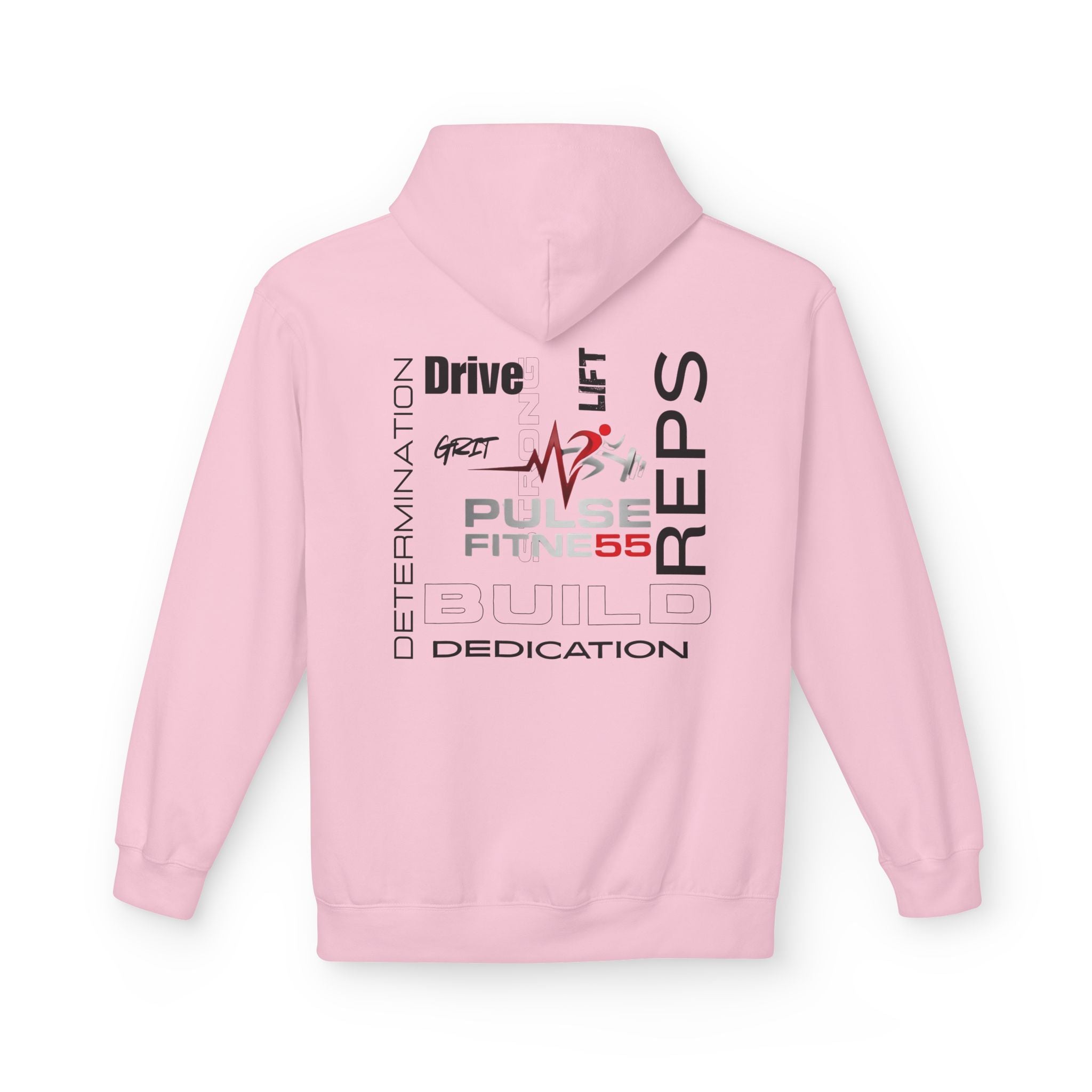 Pulse Fitne55- Midweight Softstyle Fleece Hoodie- rep/lift/drive logo