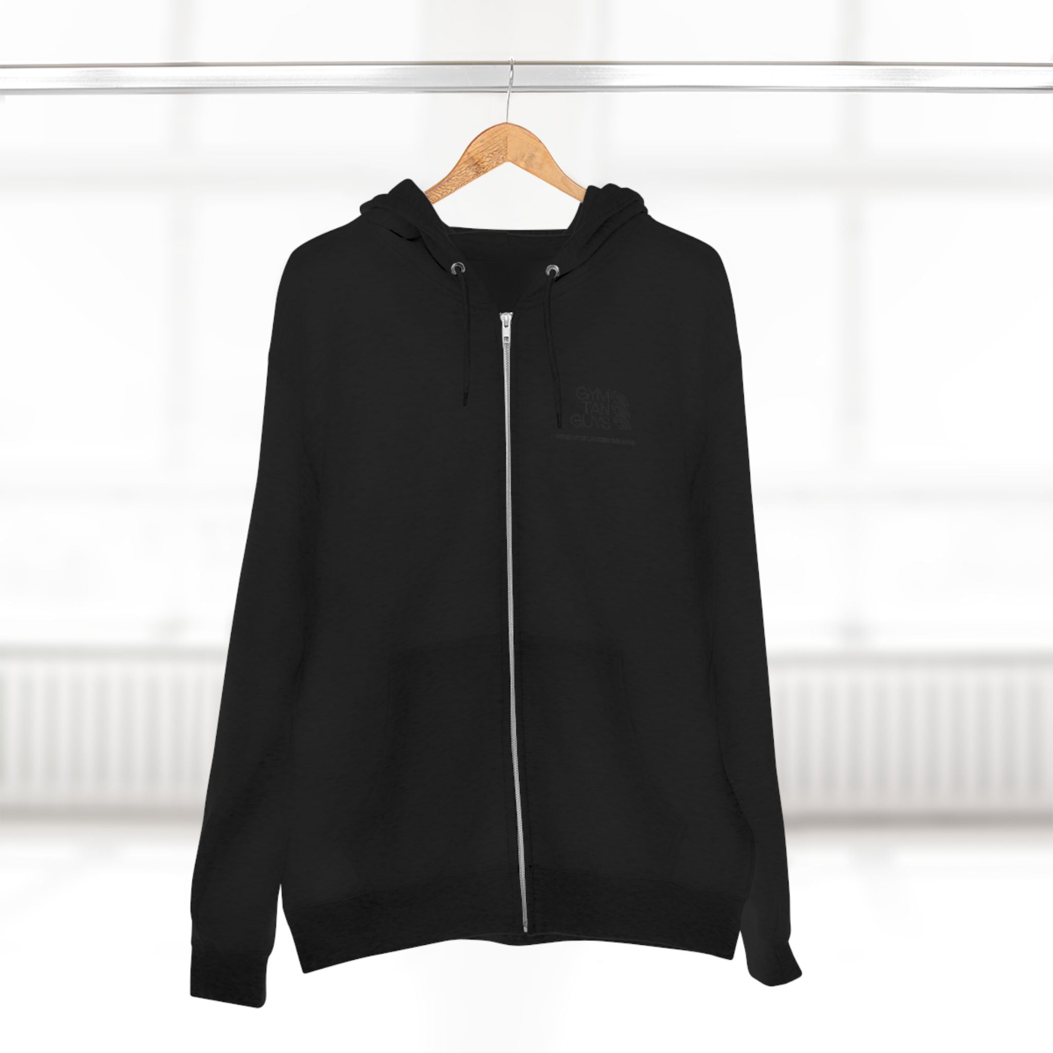 Womens Gym Tan Zip Hoodie — "Never Stop Looking This Good" logo