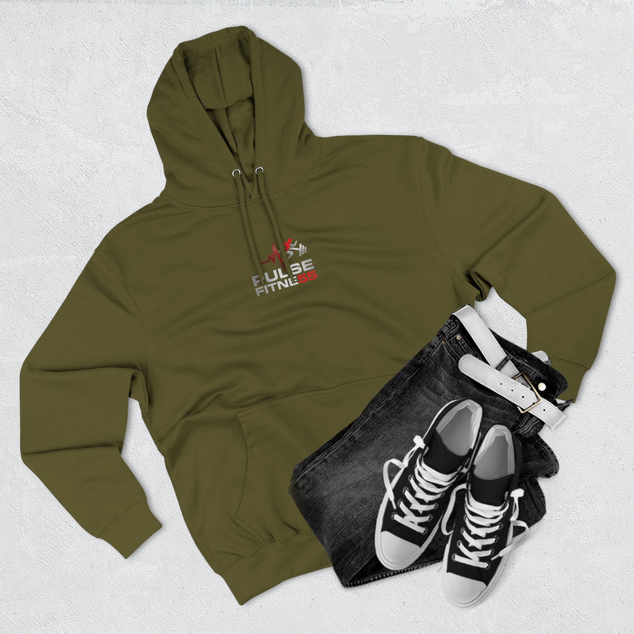 Fitness Pulse Hoodie — 'Pulse Fitness 55' Motivational Gym Sweatshirt
