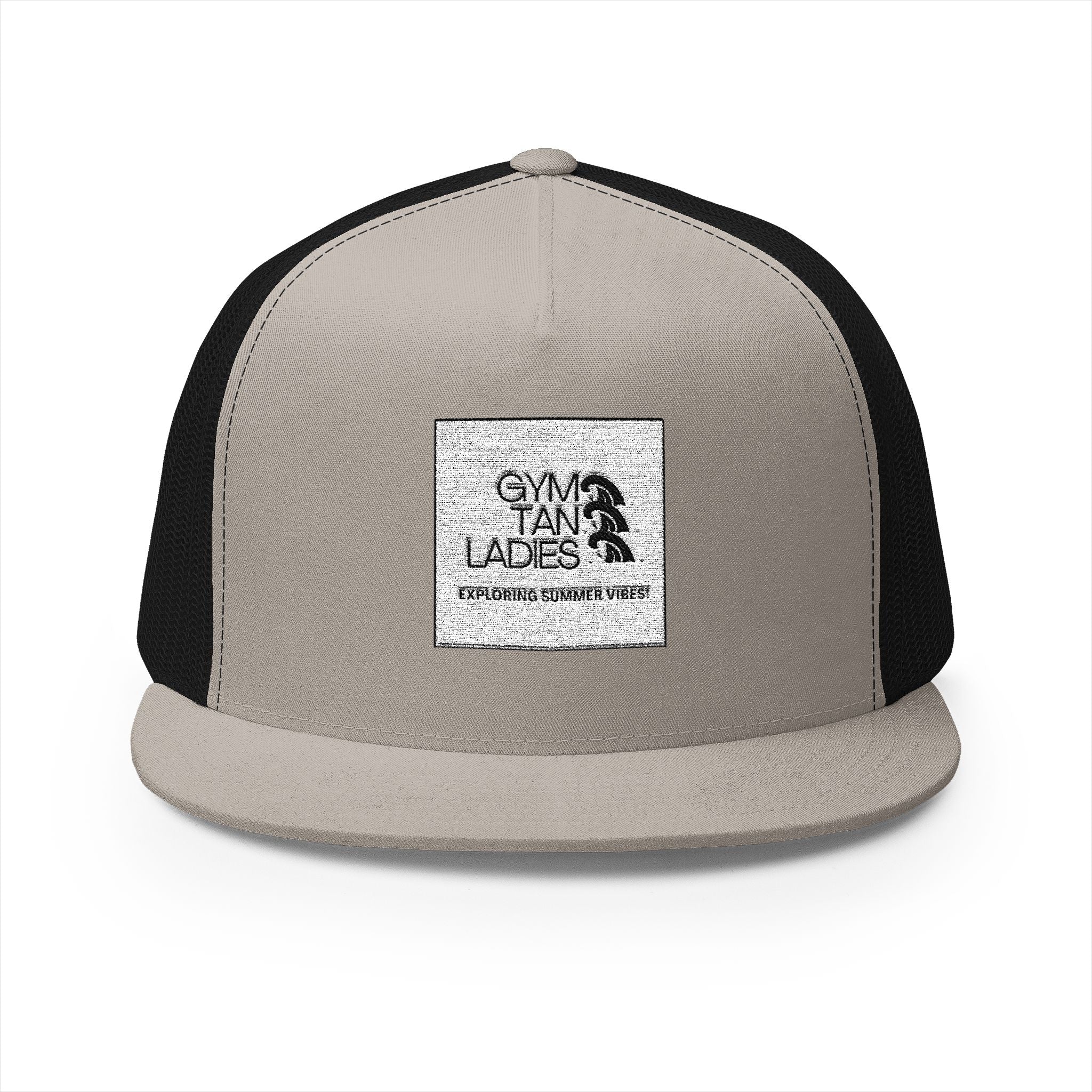 5 Panel Trucker Cap gym tan logo