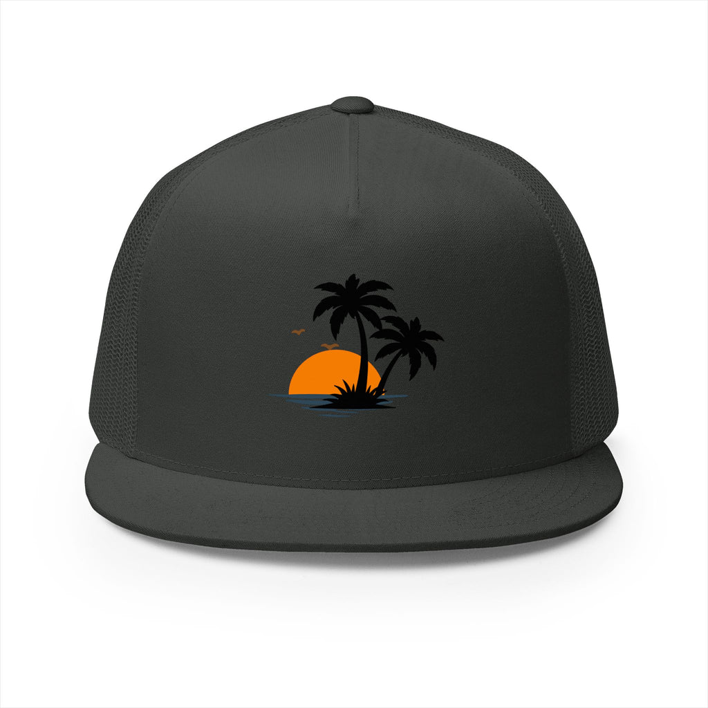 Trucker Cap — Sunset Palm Island Embroidered Beach Hat