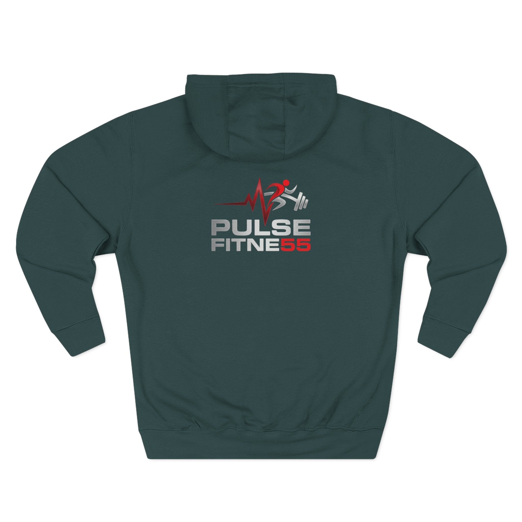 Fitness Hoodie — Barbell Deadlift Graphic Pullover (Pulse Fitne55 Logo)