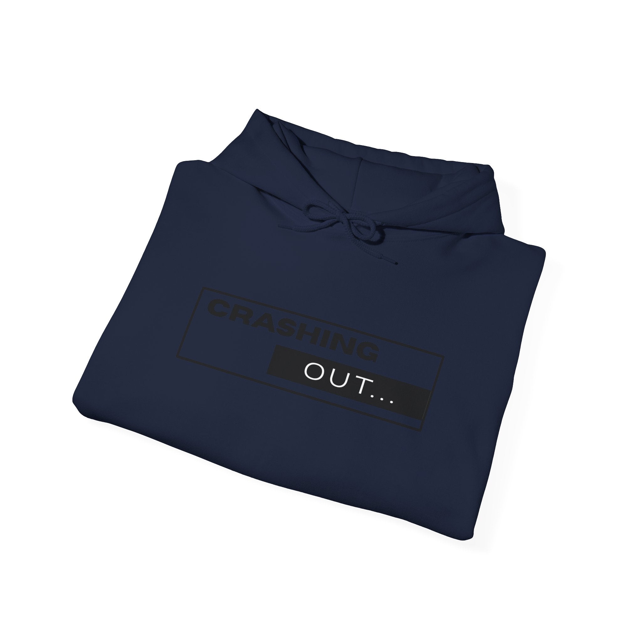 Crashing Out Minimalist Hoodie — 'Crashing Out' Text Graphic Pullover