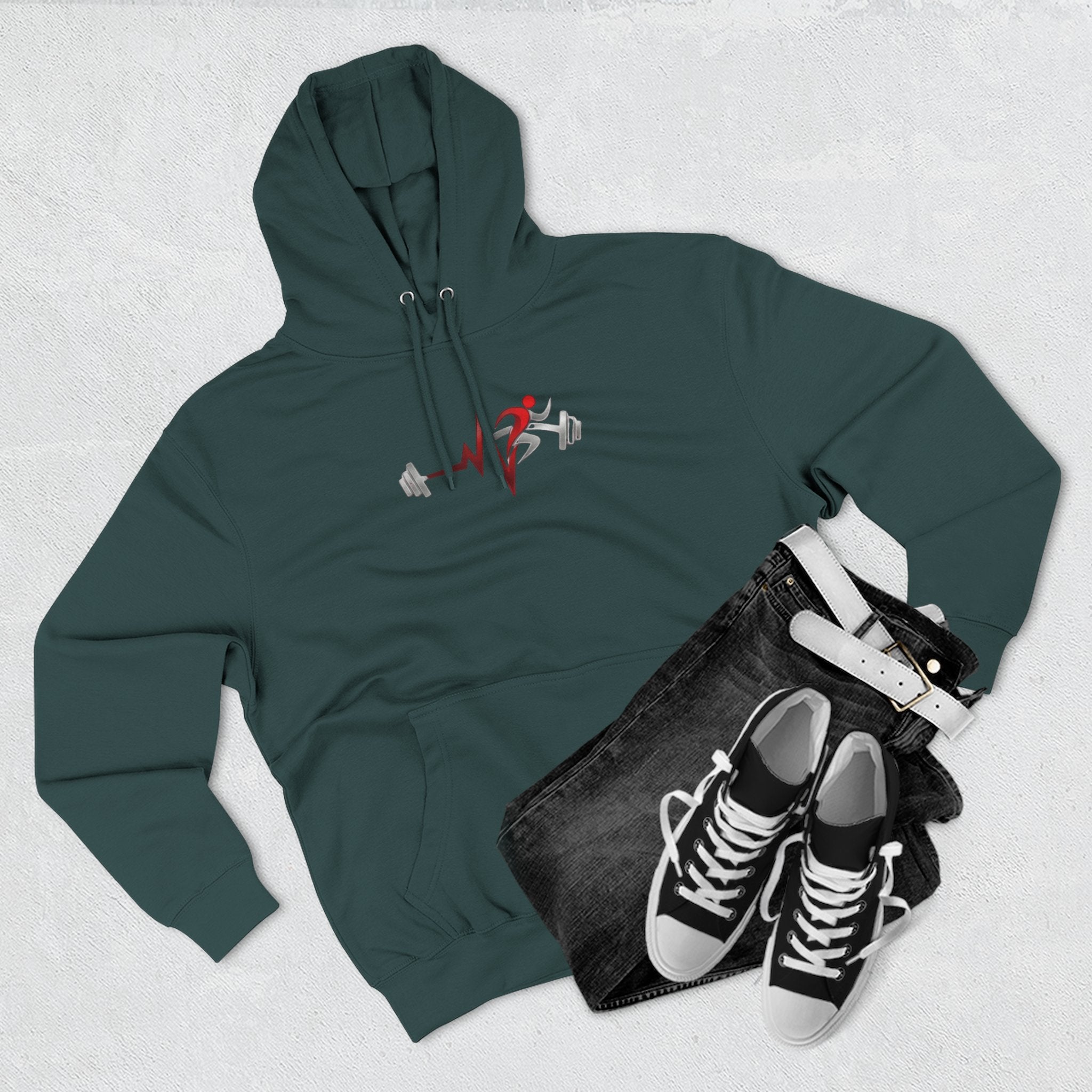 Fitness Heartbeat Hoodie — Weightlifting Pulse Graphic Hoodie