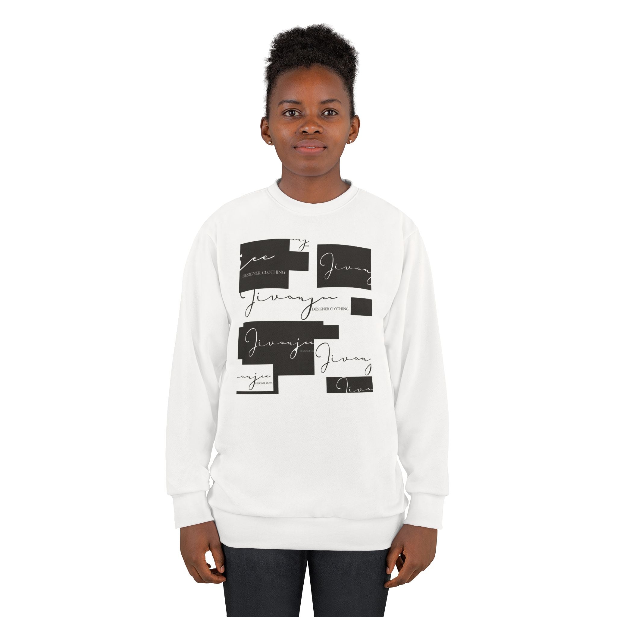 Jivanjee Designer Sweatshirt — Geometric Script Graphic