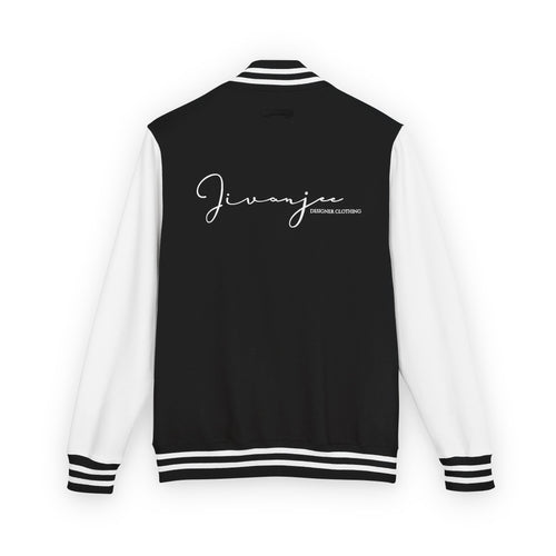 Jivanjee Designer  - Black & White Varsity Jacket with Script 'J' Initial and Signature Back
