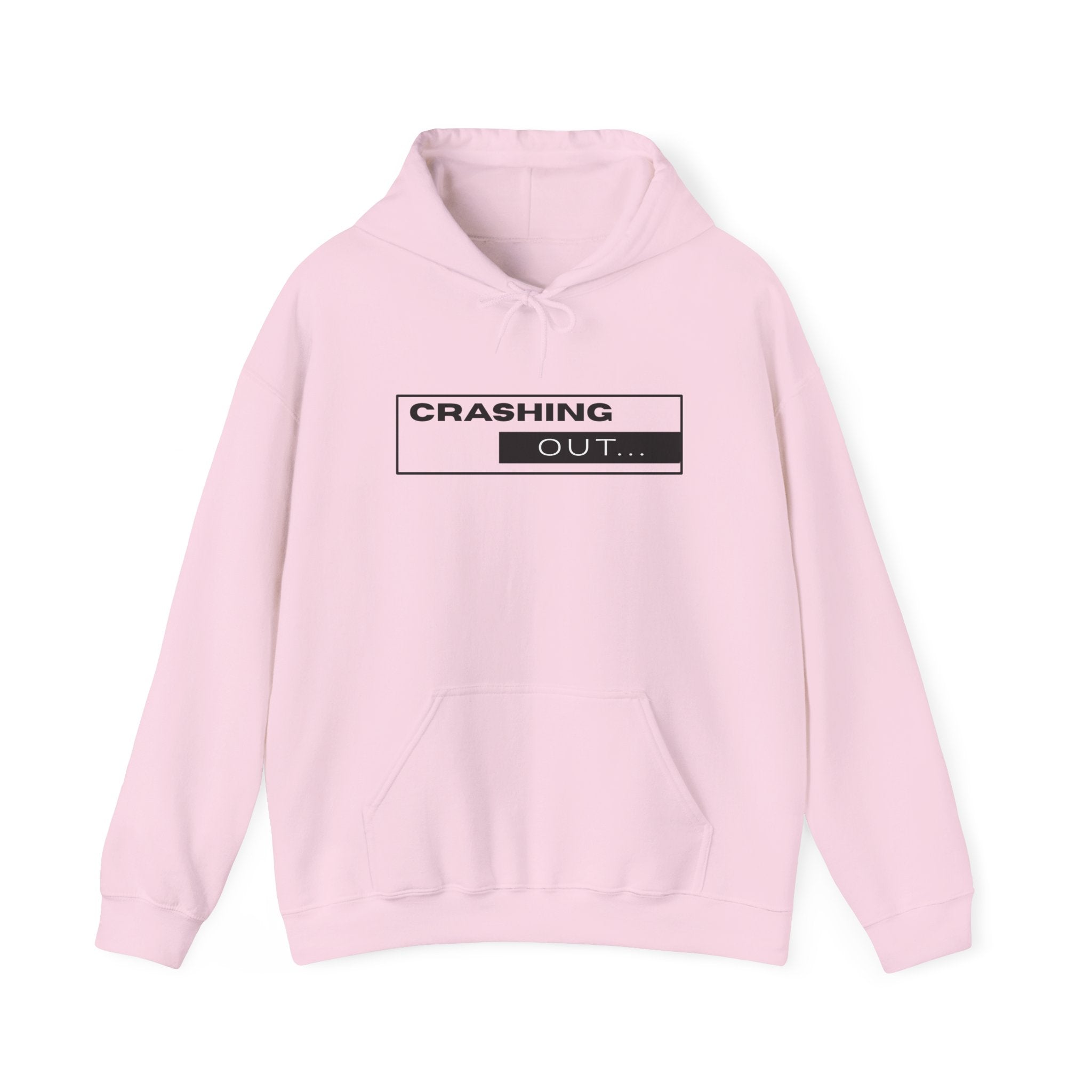 Crashing Out Minimalist Hoodie — 'Crashing Out' Text Graphic Pullover