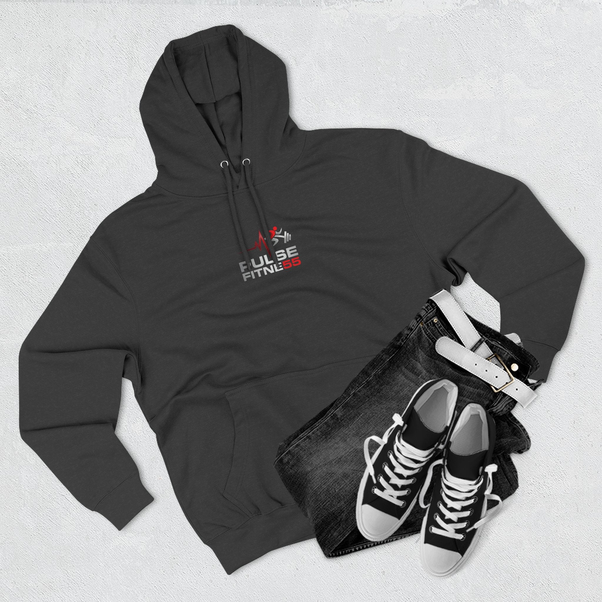 Fitness Pulse Hoodie — 'Pulse Fitness 55' Motivational Gym Sweatshirt