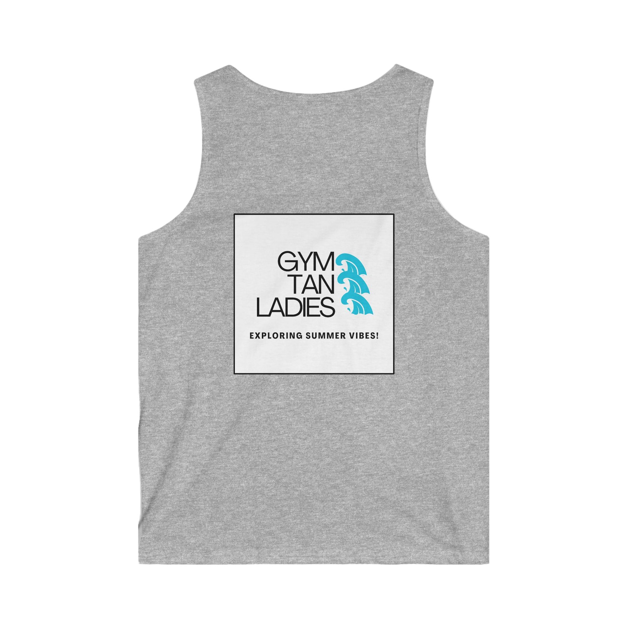 Mens Gym Tan Tank Top — "Exploring Summer Vibes" Beach Workout Tank
