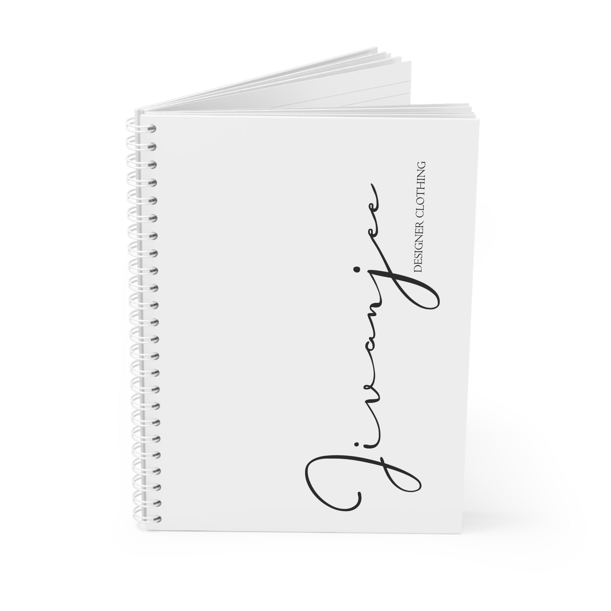 Signature Script Spiral Notebook — Minimal Monogram Journal