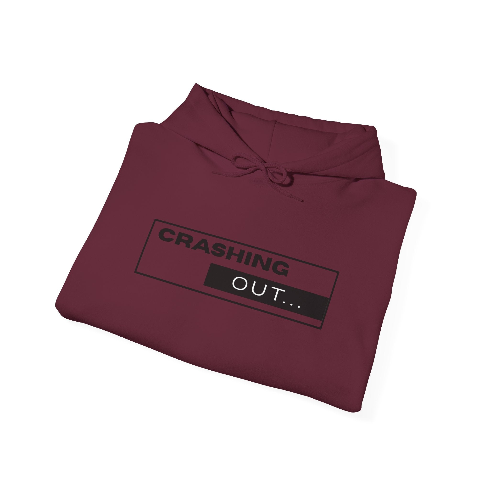 Crashing Out Minimalist Hoodie — 'Crashing Out' Text Graphic Pullover