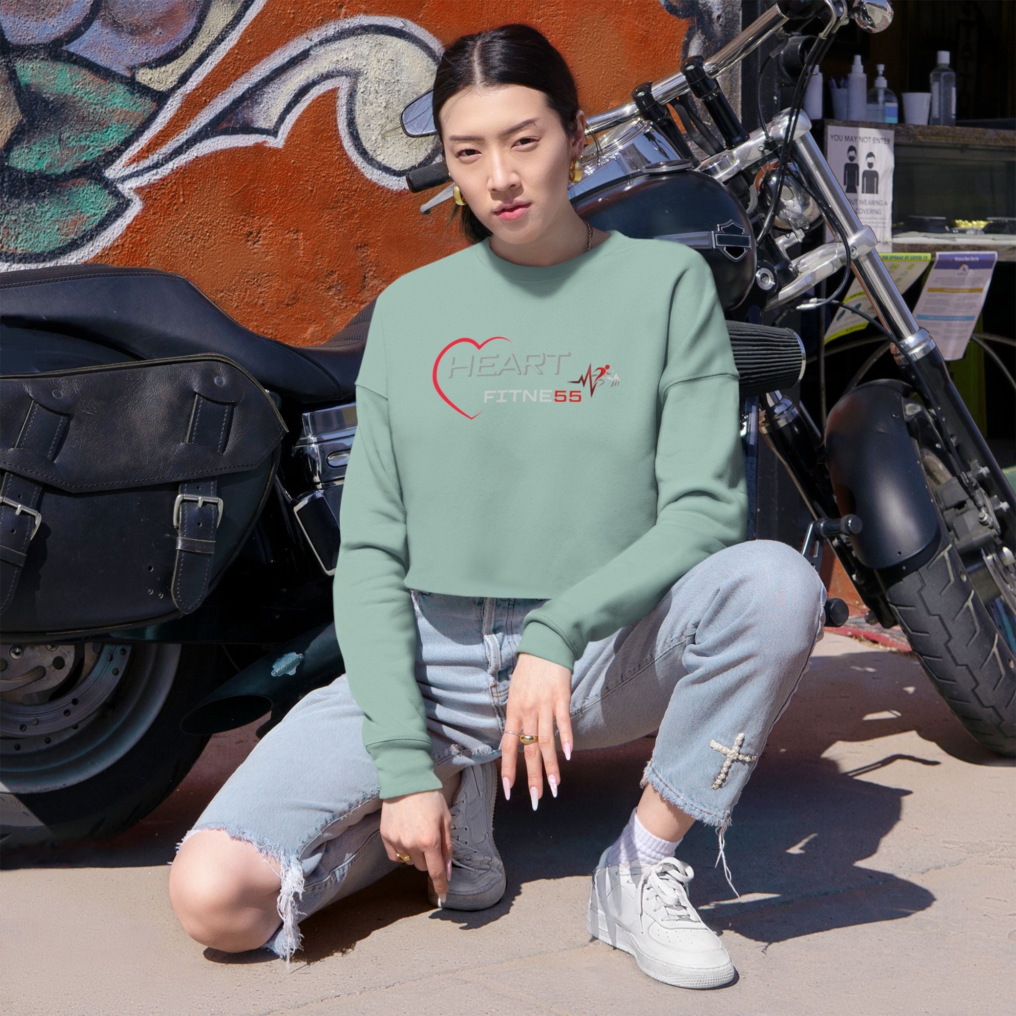 Pulse Fitne55 Women's (Heart Fitne55)  Cropped Sweatshirt