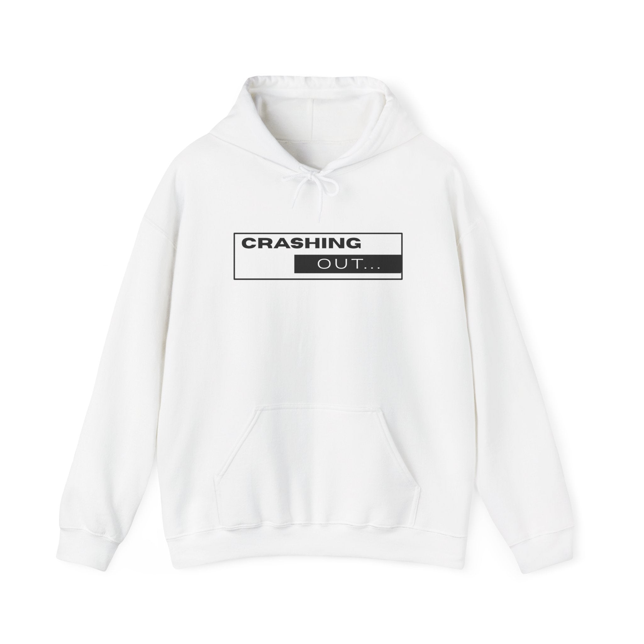 Crashing Out Minimalist Hoodie — 'Crashing Out' Text Graphic Pullover