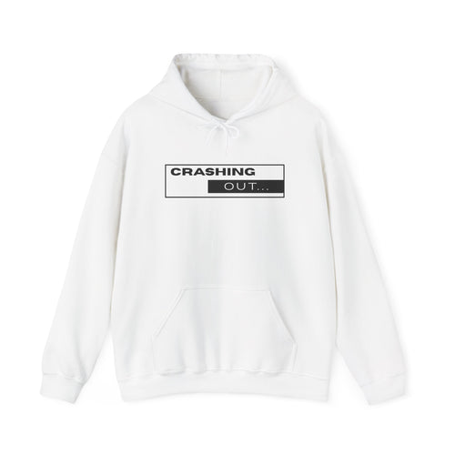 Crashing Out Minimalist Hoodie — 'Crashing Out' Text Graphic Pullover