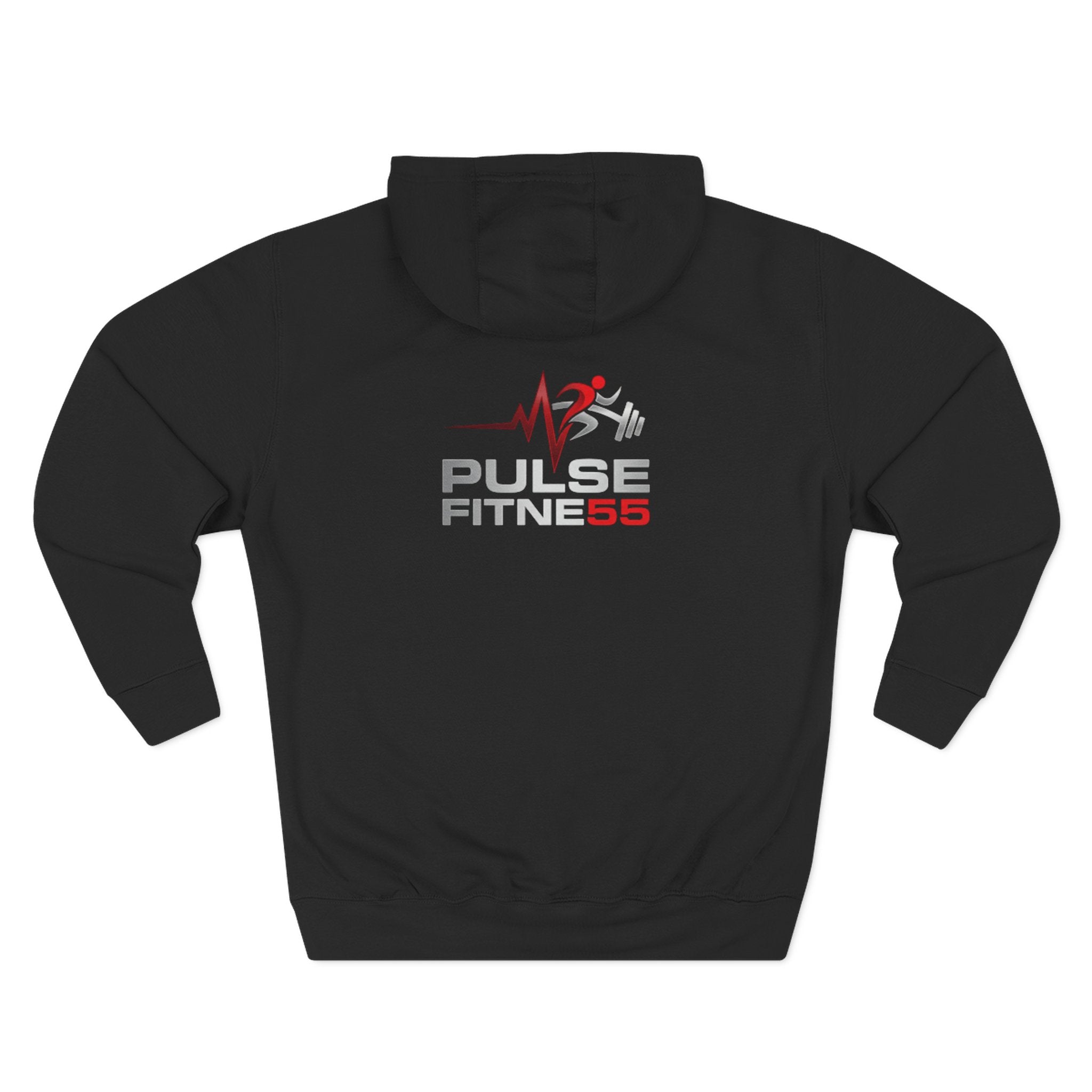 Fitness Hoodie — Barbell Deadlift Graphic Pullover (Pulse Fitne55 Logo)