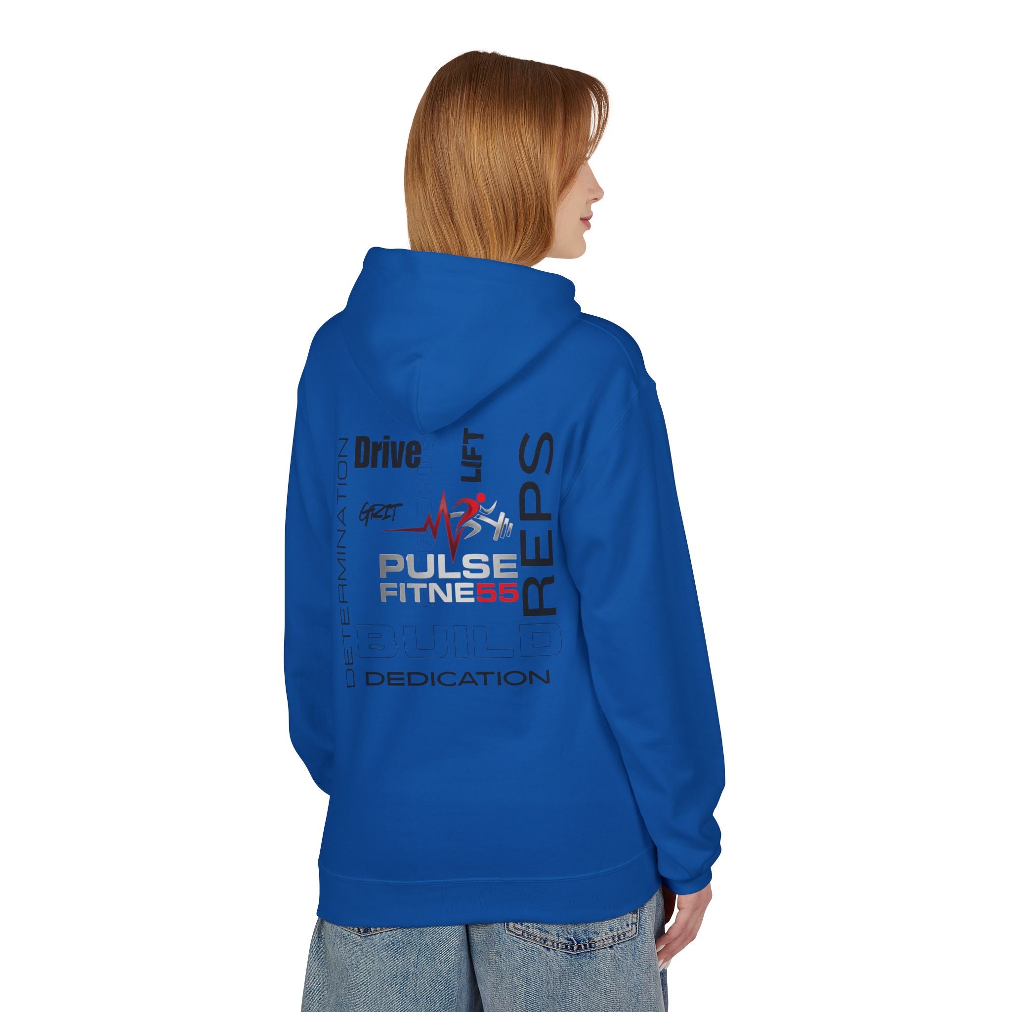 Pulse Fitne55- Midweight Softstyle Fleece Hoodie- rep/lift/drive logo