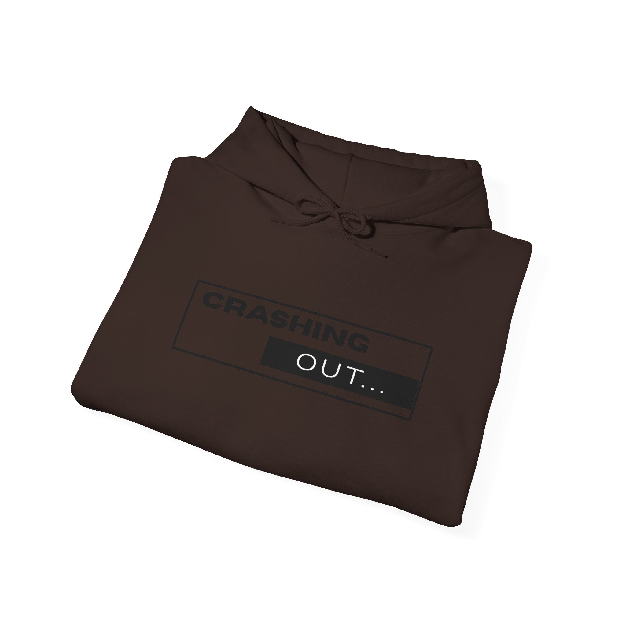 Crashing Out Minimalist Hoodie — 'Crashing Out' Text Graphic Pullover