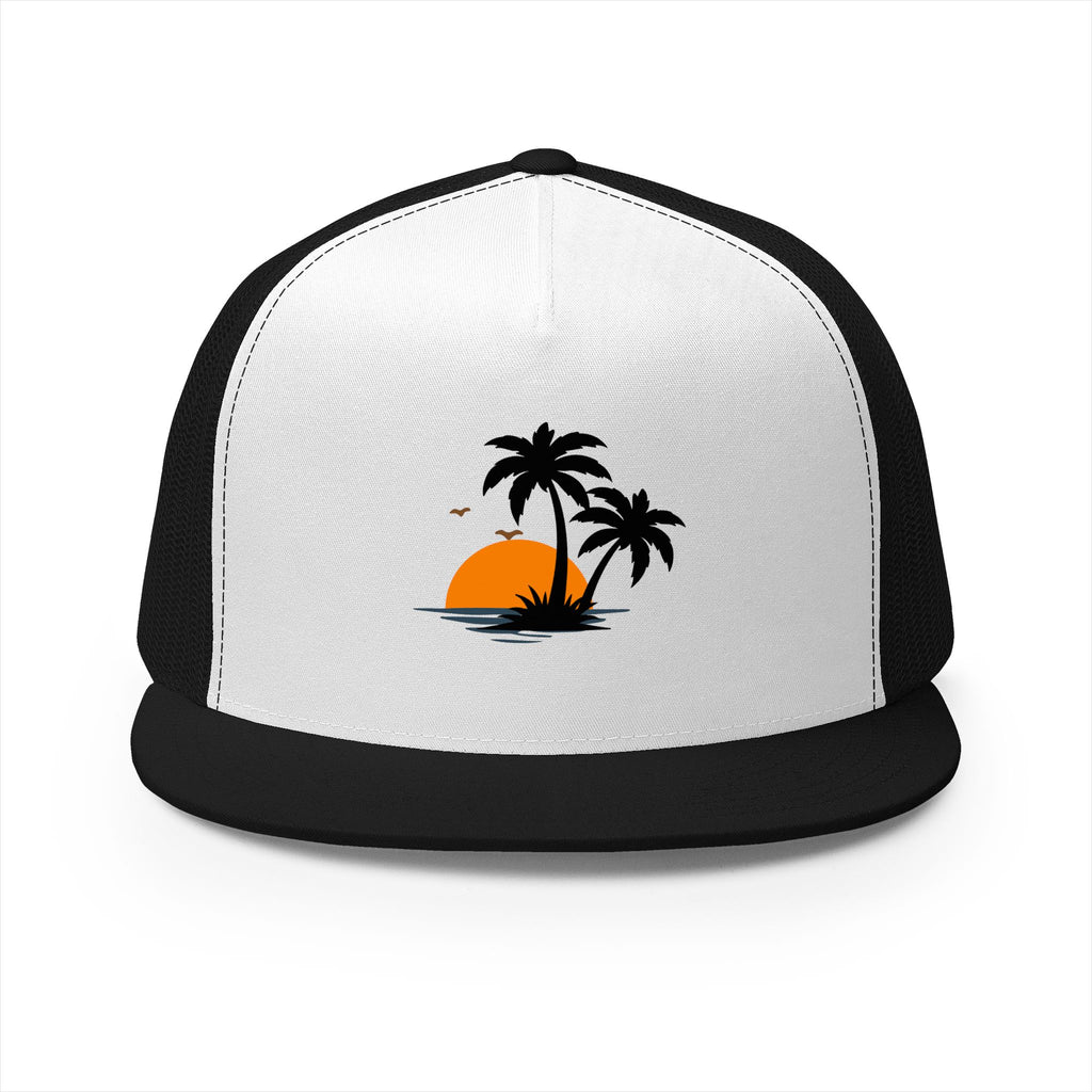 Trucker Cap — Sunset Palm Island Embroidered Beach Hat