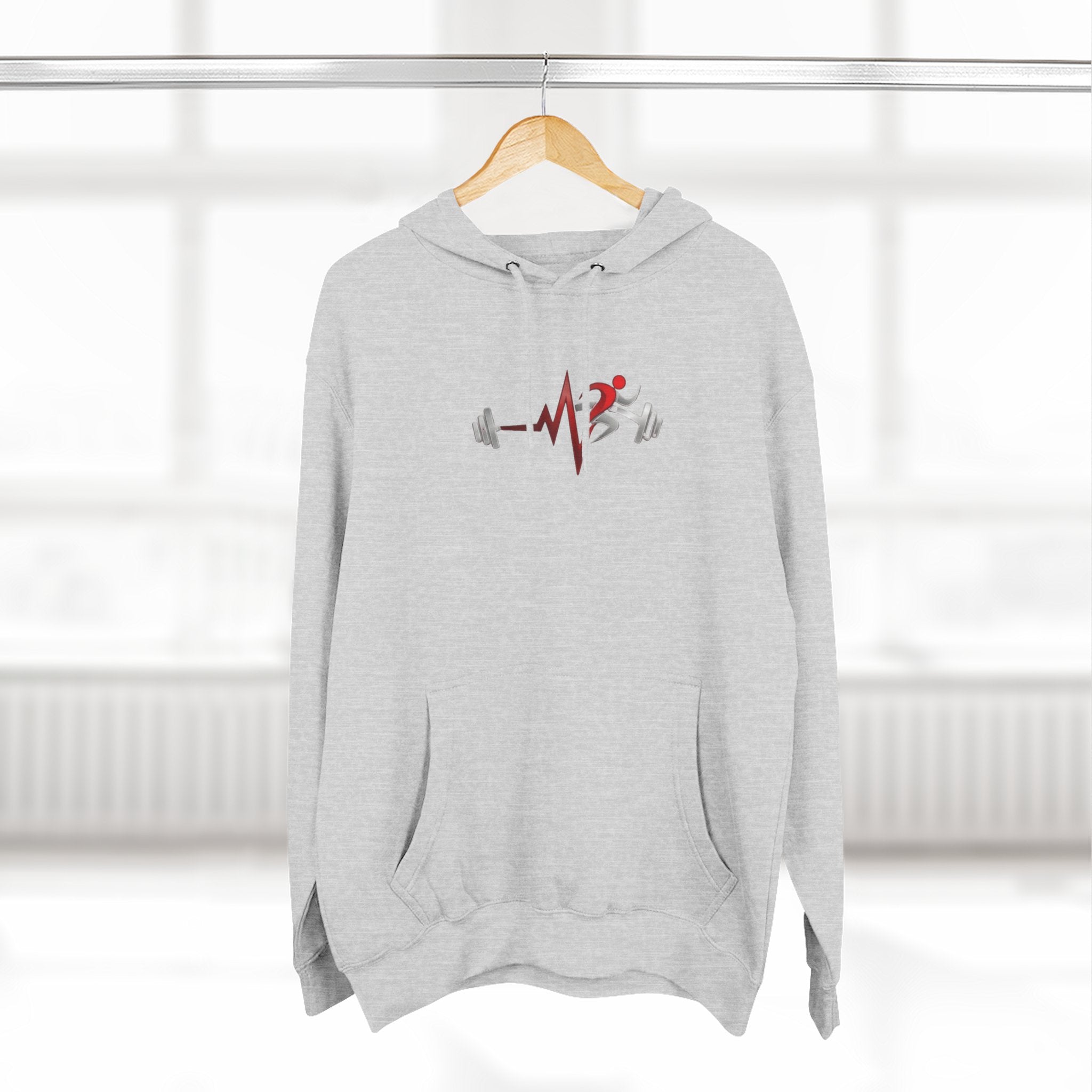 Fitness Heartbeat Hoodie — Weightlifting Pulse Graphic Hoodie