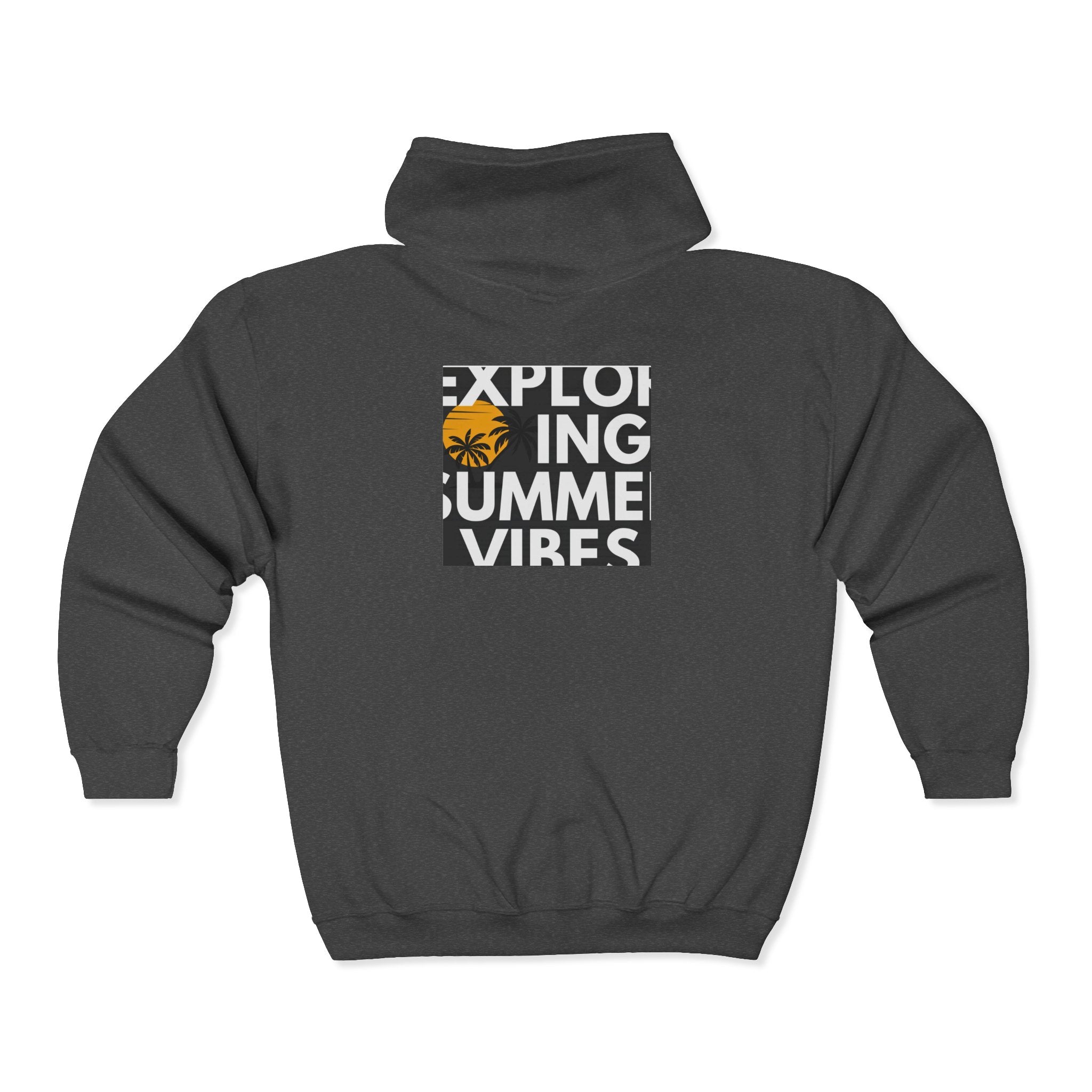 Tropical Sunset Zip Hoodie — "Exploring Summer Vibes" Graphic
