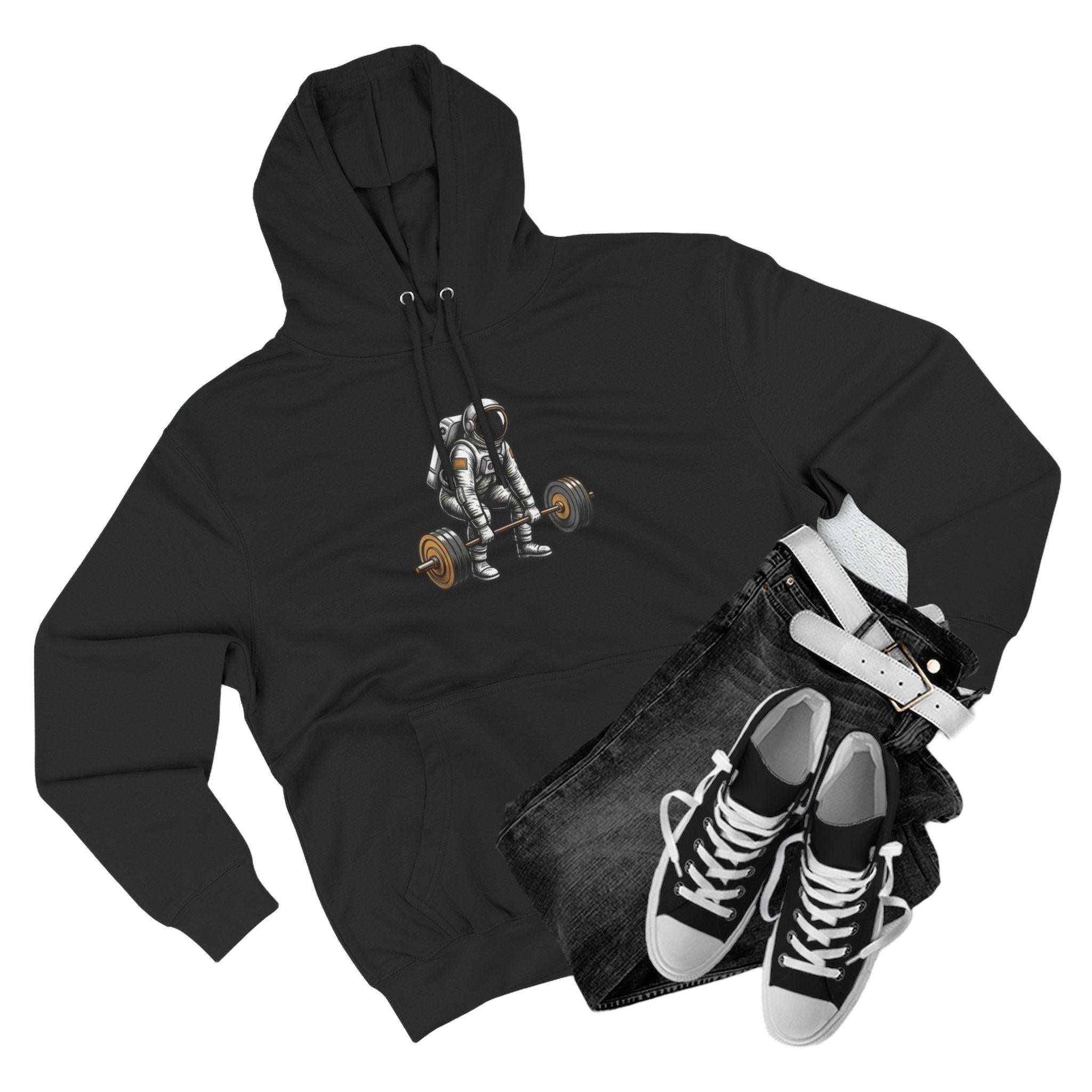 Fitness Hoodie — Barbell Deadlift Graphic Pullover (Pulse Fitne55 Logo)