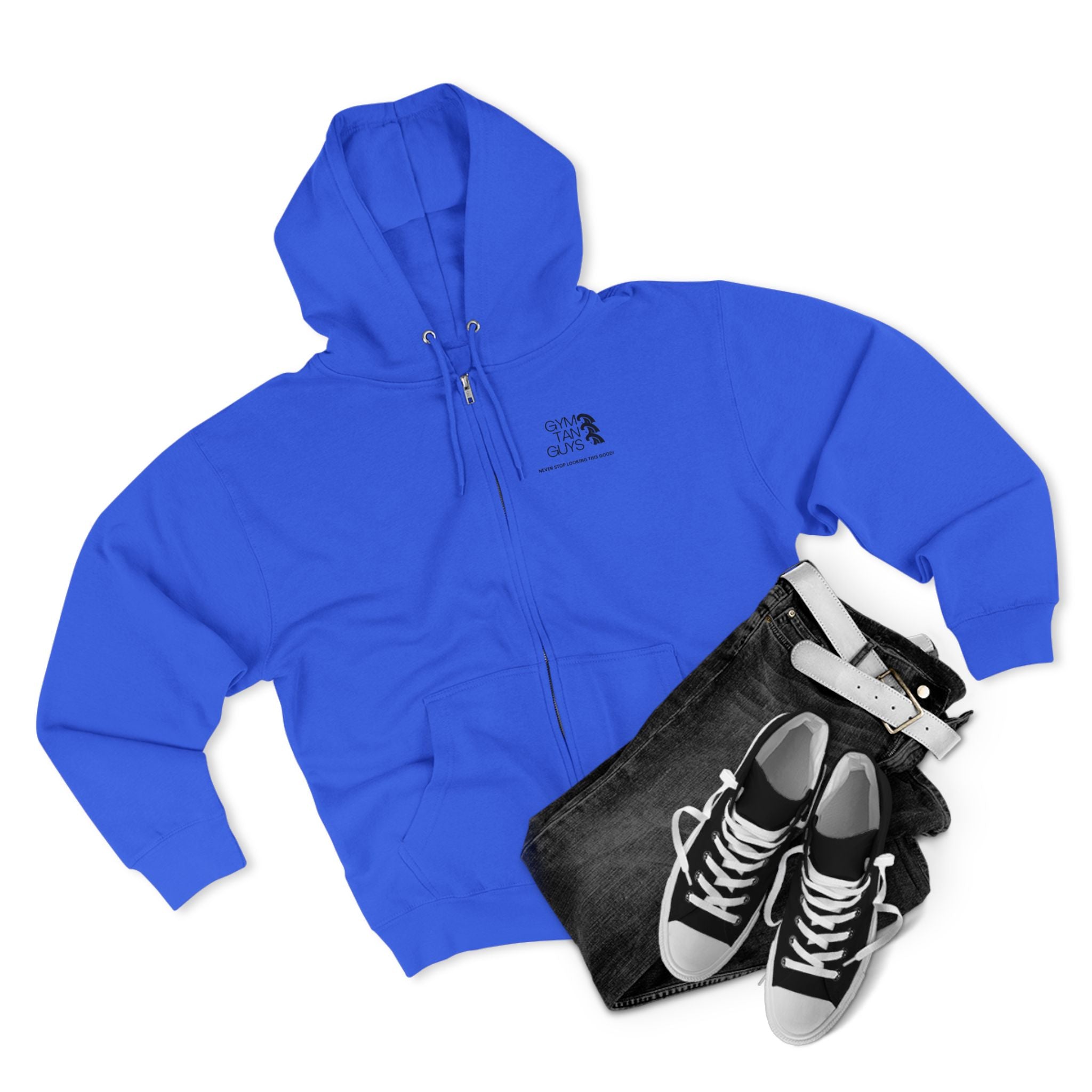 Womens Gym Tan Zip Hoodie — "Never Stop Looking This Good" logo