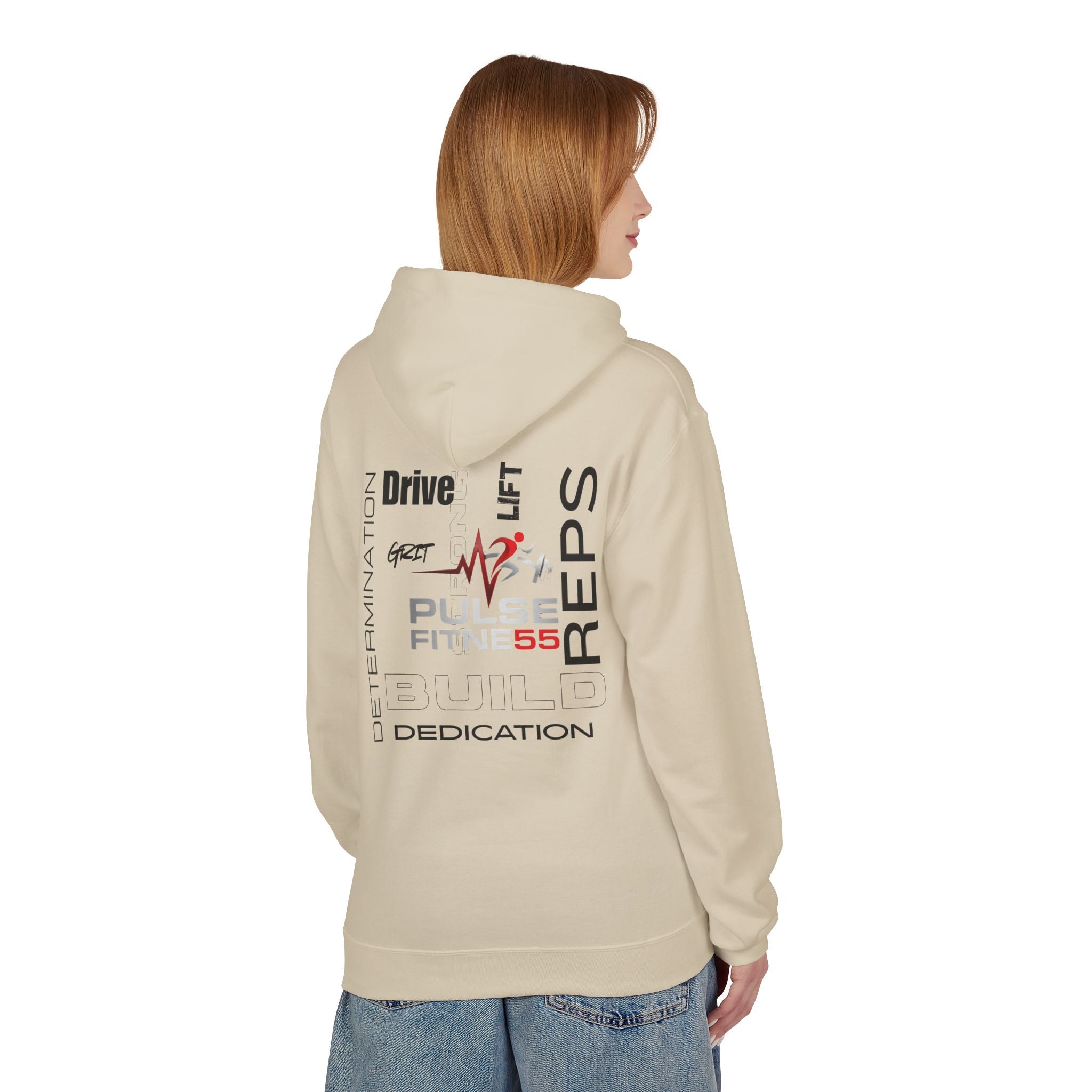 Pulse Fitne55- Midweight Softstyle Fleece Hoodie- rep/lift/drive logo