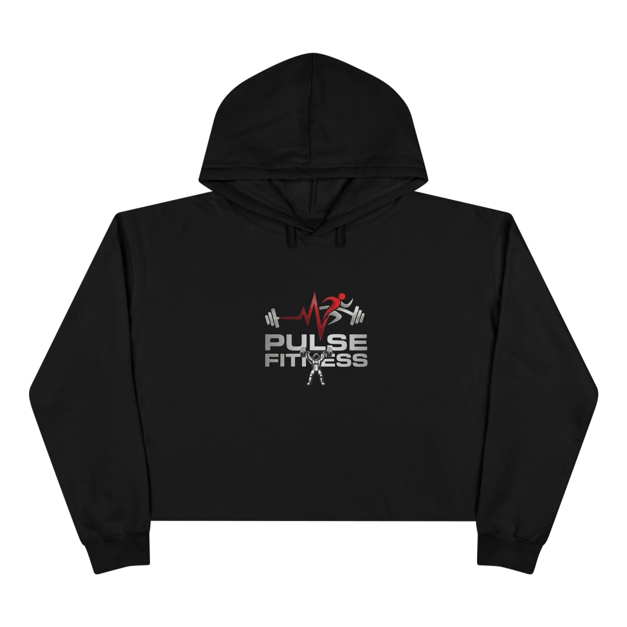 Pulse Fitne55 Crop Hoodie — Women's Gym Cropped Hoodie with Pulse Fitne55beat Barbell Logo