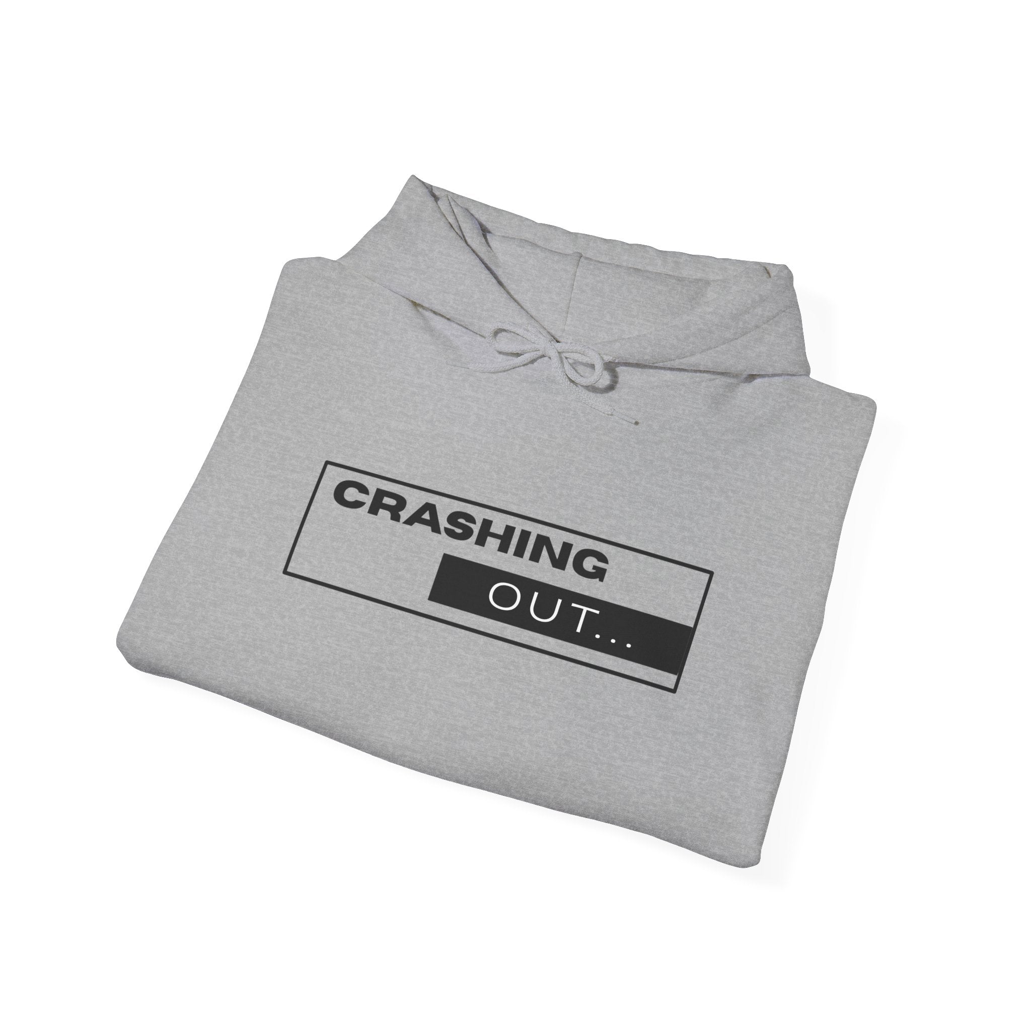 Crashing Out Minimalist Hoodie — 'Crashing Out' Text Graphic Pullover